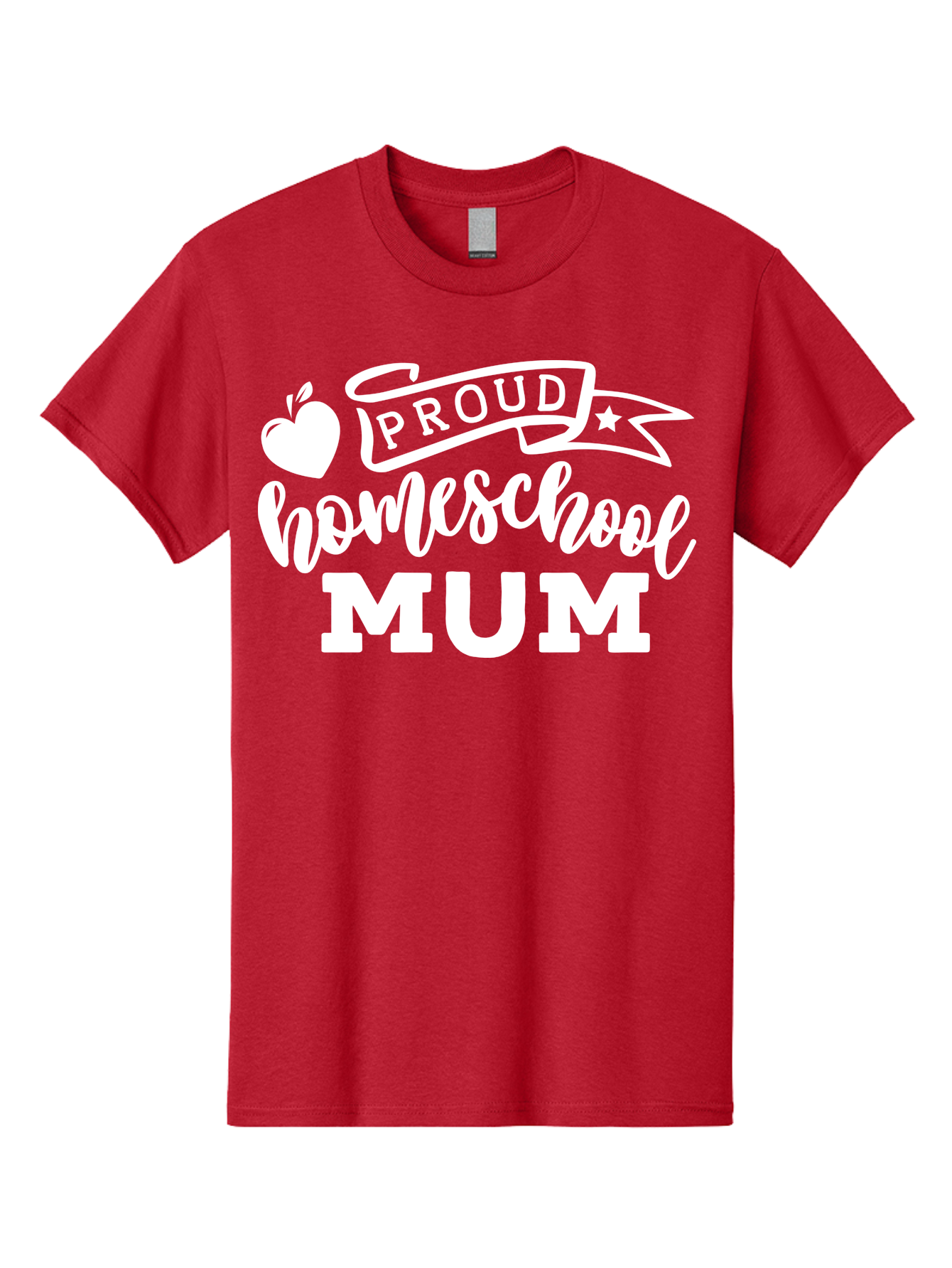 Proud-Homeschool-Mum-1 Men'S Graphic Tee, 100% Cotton, Comfortable Casual Summer Wear, Machine Washable, Homeschool Mom, Proud Parent, Homeschooling, Motherhood, Education, Apple Logo, Star Symbol, Banner Design, Parent Teacher, Aab425 3
