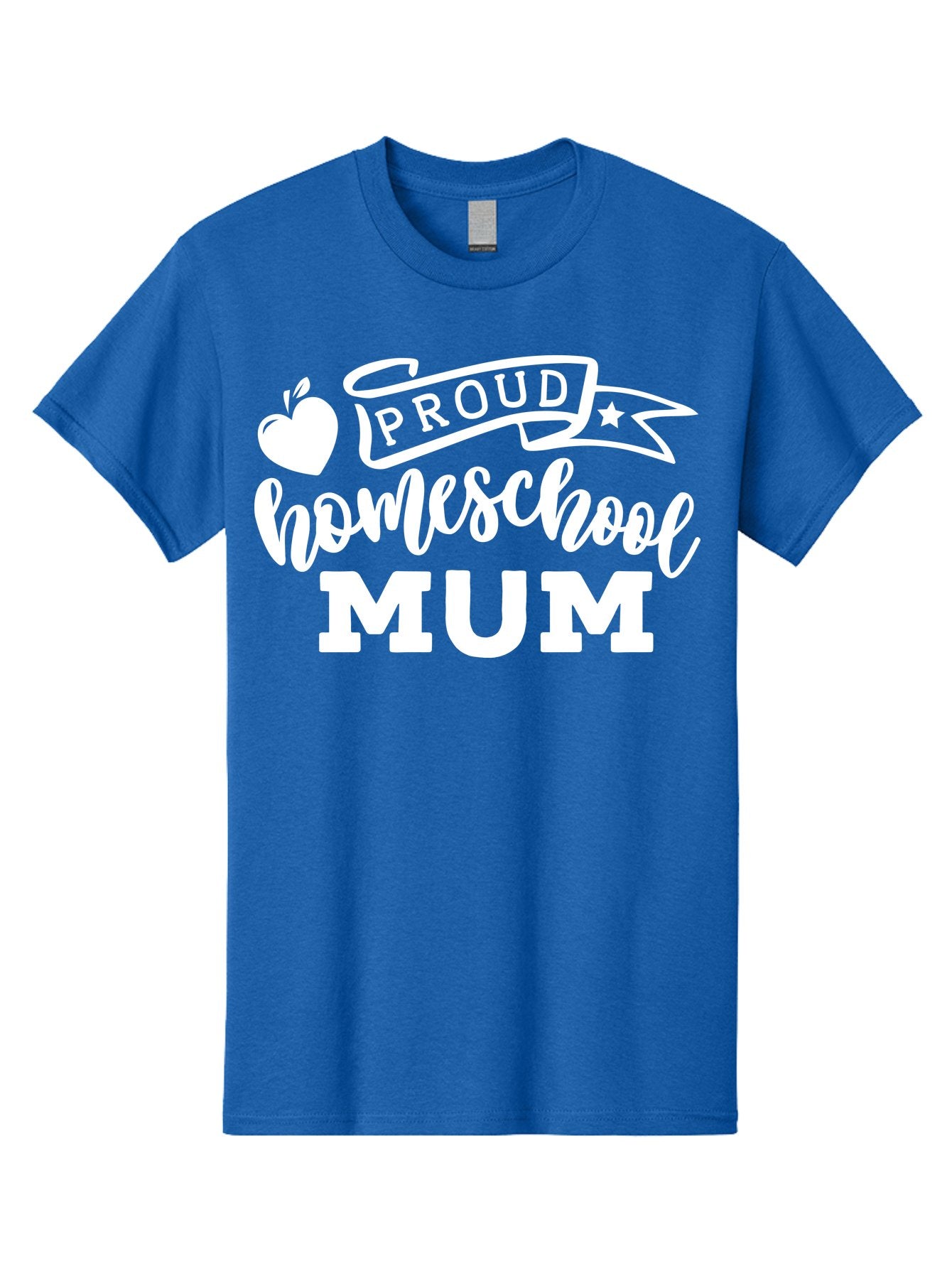 Proud-Homeschool-Mum-1 Men'S Graphic Tee, 100% Cotton, Comfortable Casual Summer Wear, Machine Washable, Homeschool Mom, Proud Parent, Homeschooling, Motherhood, Education, Apple Logo, Star Symbol, Banner Design, Parent Teacher, Aab425 15