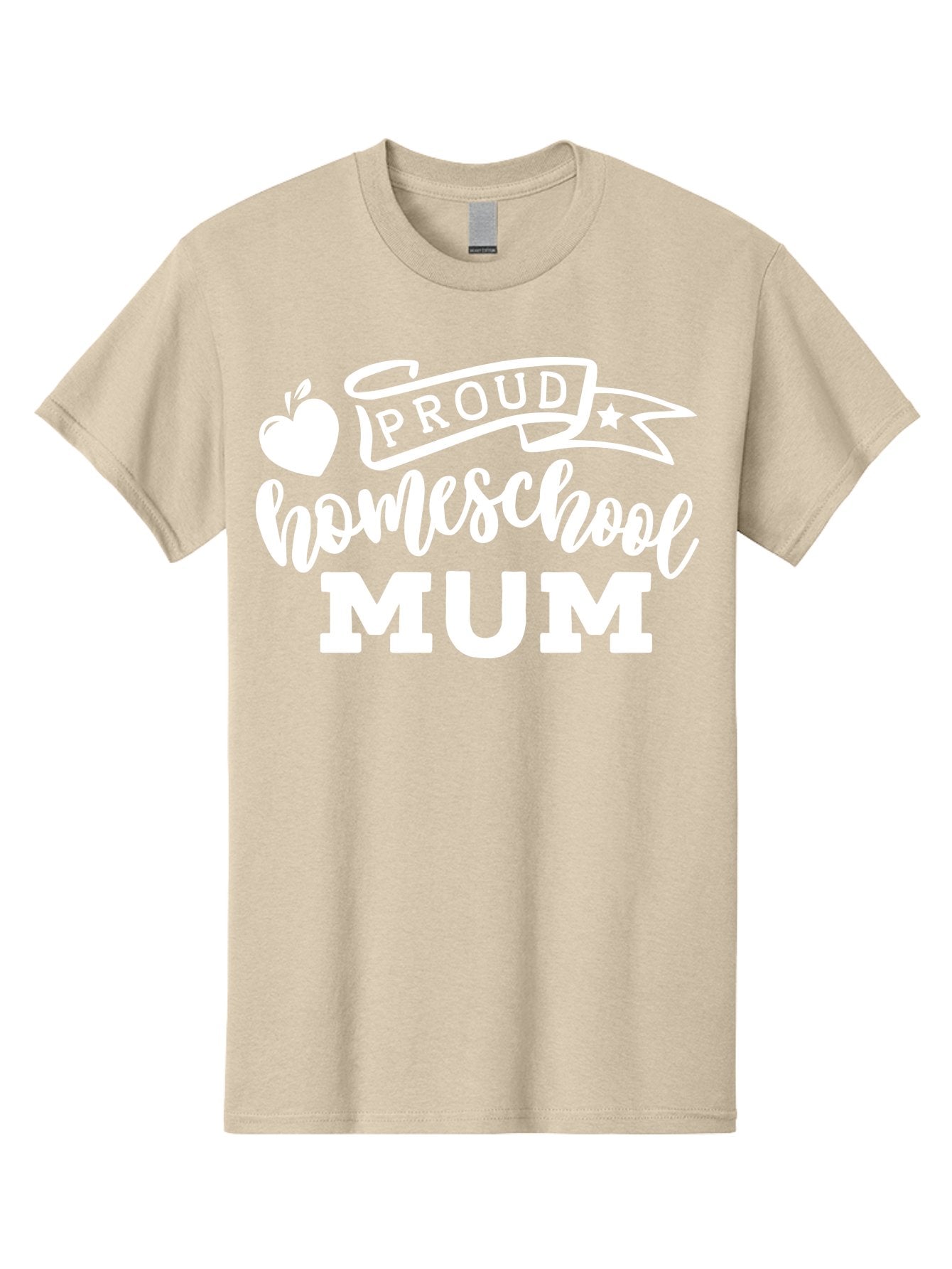Proud-Homeschool-Mum-1 Men'S Graphic Tee, 100% Cotton, Comfortable Casual Summer Wear, Machine Washable, Homeschool Mom, Proud Parent, Homeschooling, Motherhood, Education, Apple Logo, Star Symbol, Banner Design, Parent Teacher, Aab425 12