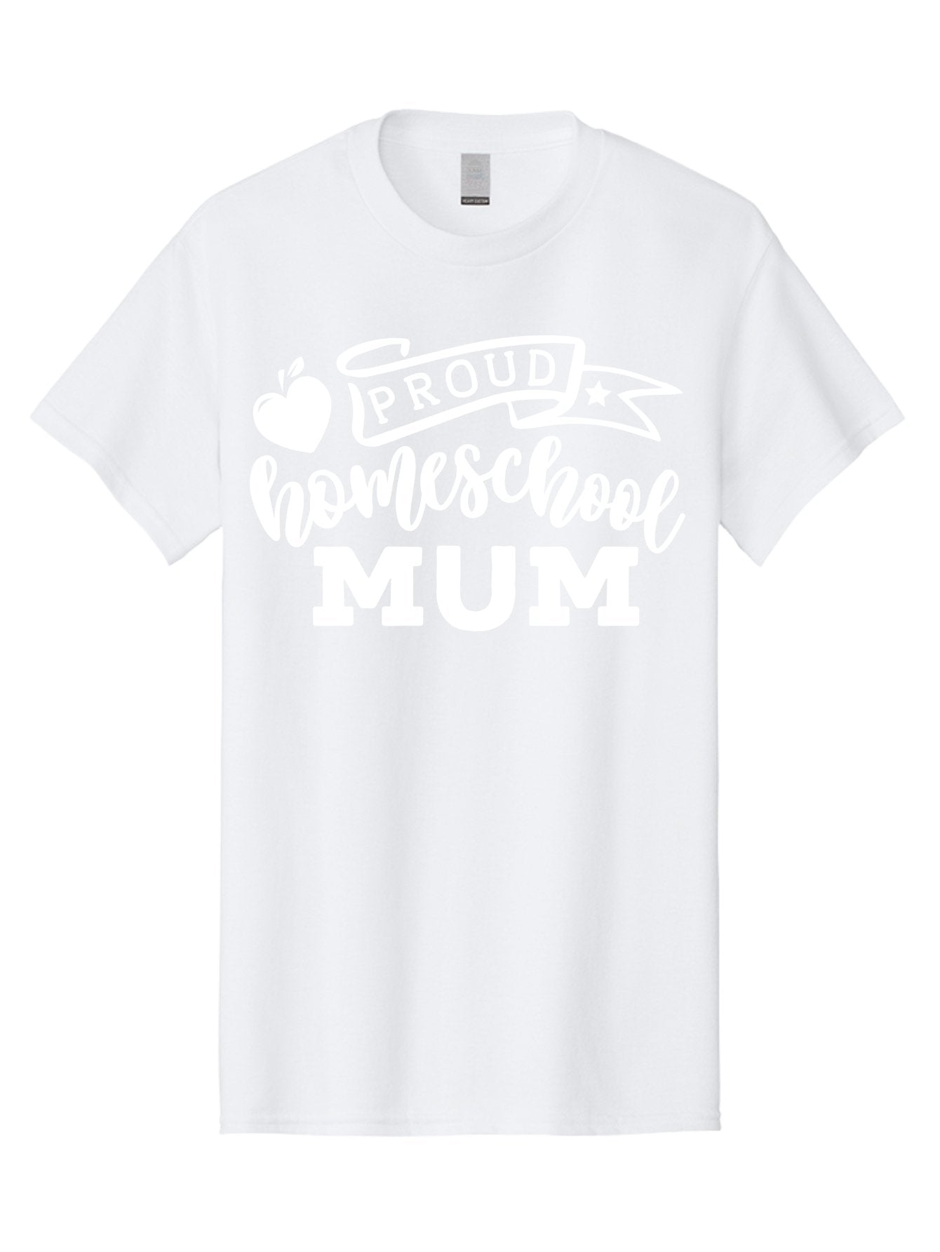 Proud-Homeschool-Mum-1 Men'S Graphic Tee, 100% Cotton, Comfortable Casual Summer Wear, Machine Washable, Homeschool Mom, Proud Parent, Homeschooling, Motherhood, Education, Apple Logo, Star Symbol, Banner Design, Parent Teacher, Aab425 7