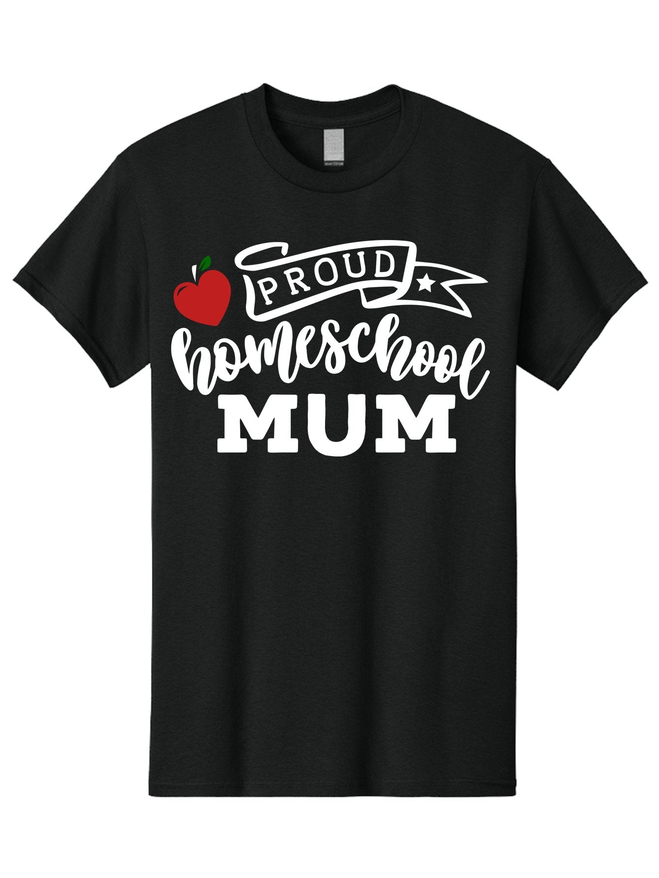 Proud-Homeschool-Mum-2 Men'S Graphic Tee, 100% Cotton, Comfortable Casual Summer Wear, Machine Washable, Proud Homeschool Mum, Homeschooling Mom, Home Education, Proud Parent, Apple Logo, Banner Design, Star Symbol, Custom Apparel, Aab426 3