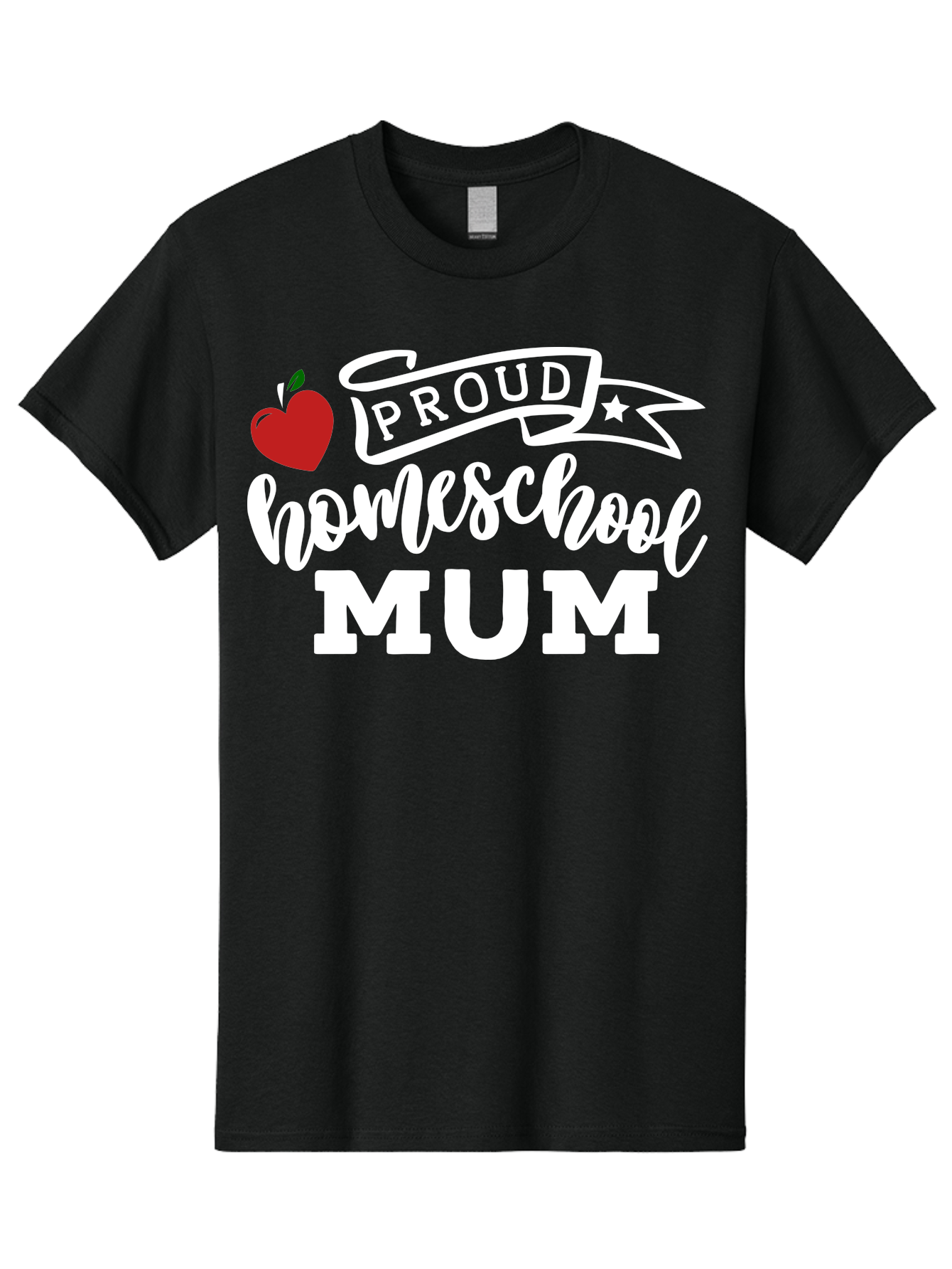 Proud-Homeschool-Mum-2 Men'S Graphic Tee, 100% Cotton, Comfortable Casual Summer Wear, Machine Washable, Proud Homeschool Mum, Homeschooling Mom, Home Education, Proud Parent, Apple Logo, Banner Design, Star Symbol, Custom Apparel, Aab426