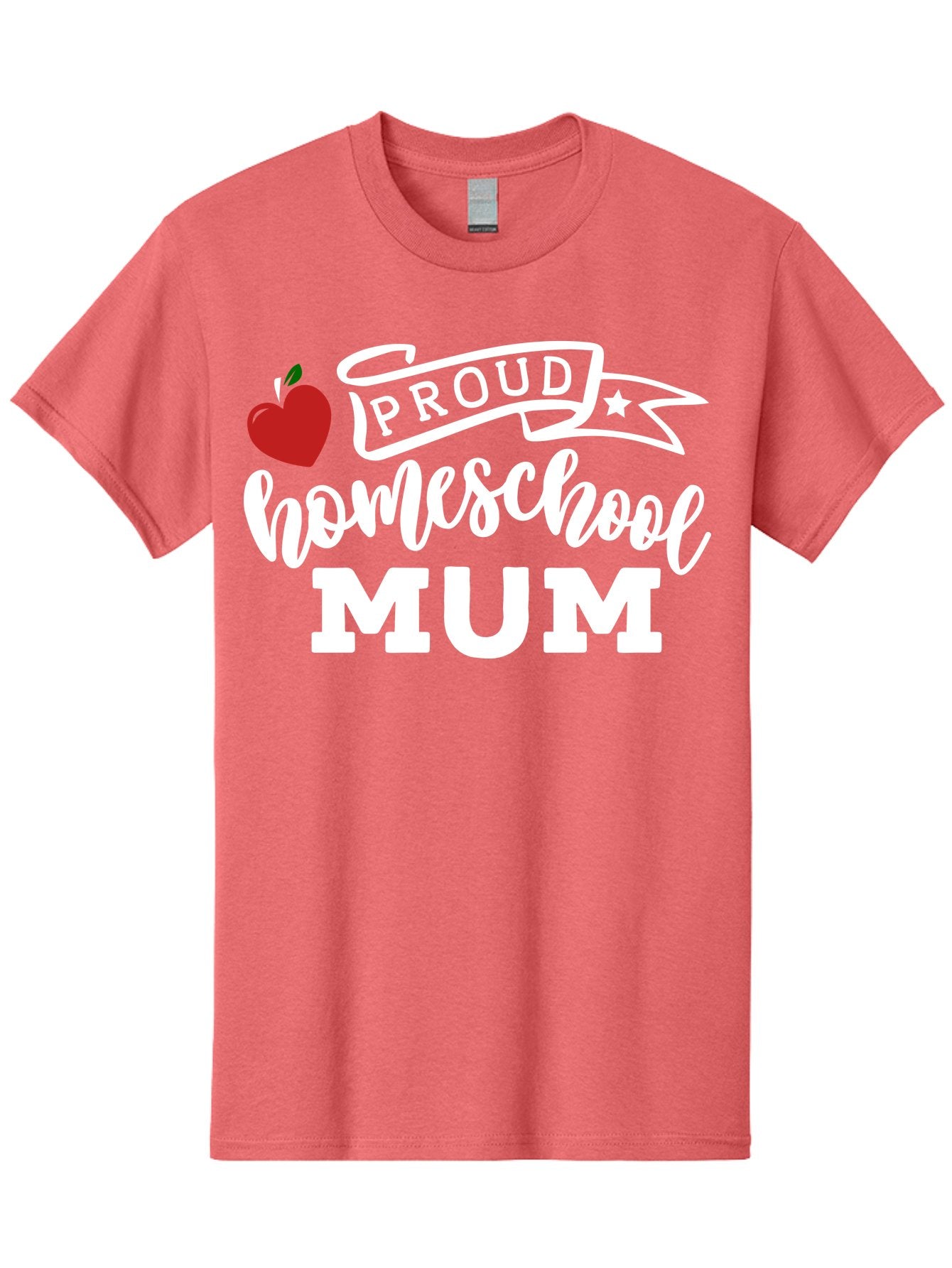 Proud-Homeschool-Mum-2 Men'S Graphic Tee, 100% Cotton, Comfortable Casual Summer Wear, Machine Washable, Proud Homeschool Mum, Homeschooling Mom, Home Education, Proud Parent, Apple Logo, Banner Design, Star Symbol, Custom Apparel, Aab426 11