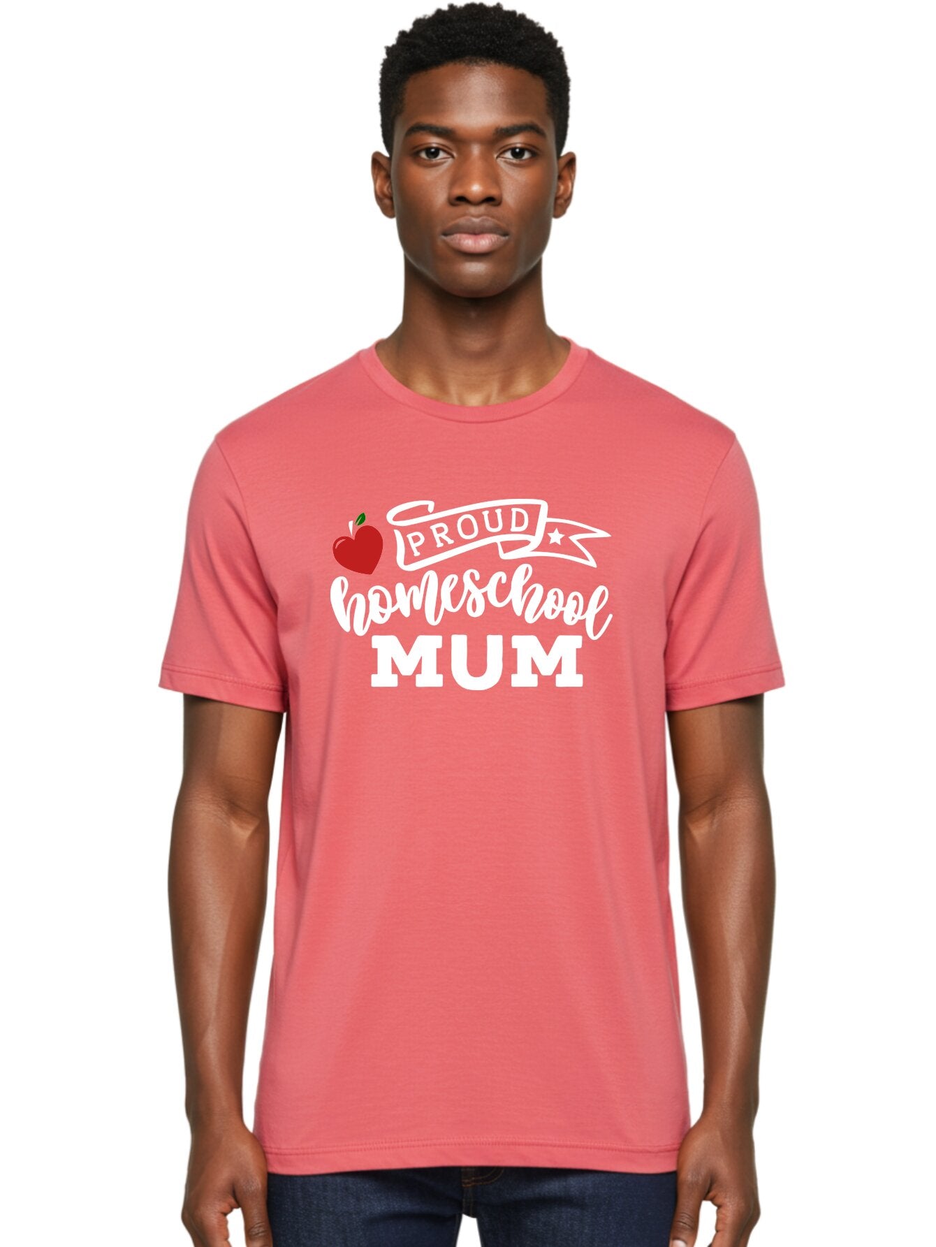 Proud-Homeschool-Mum-2 Men'S Graphic Tee, 100% Cotton, Comfortable Casual Summer Wear, Machine Washable, Proud Homeschool Mum, Homeschooling Mom, Home Education, Proud Parent, Apple Logo, Banner Design, Star Symbol, Custom Apparel, Aab426 27