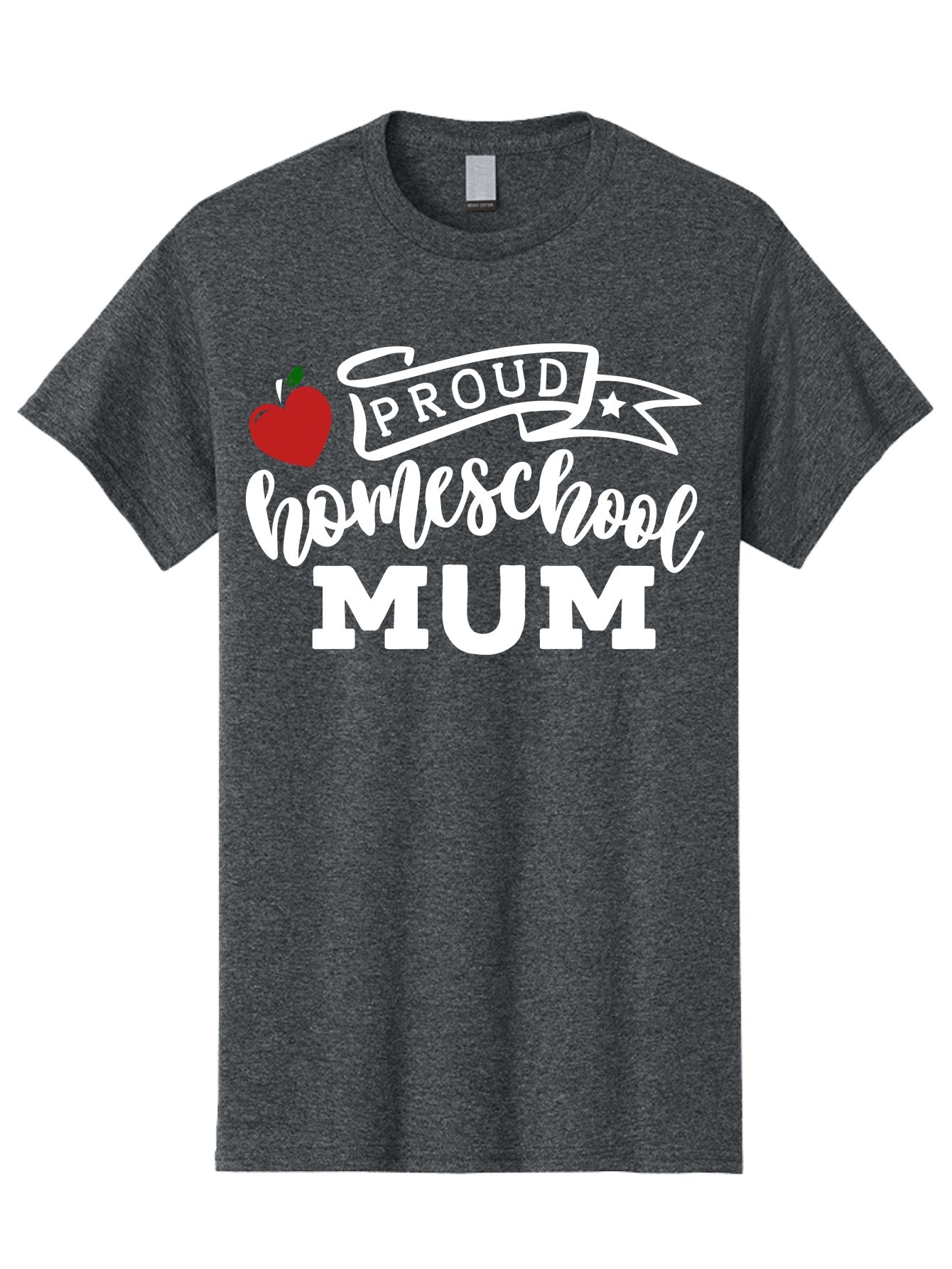 Proud-Homeschool-Mum-2 Men'S Graphic Tee, 100% Cotton, Comfortable Casual Summer Wear, Machine Washable, Proud Homeschool Mum, Homeschooling Mom, Home Education, Proud Parent, Apple Logo, Banner Design, Star Symbol, Custom Apparel, Aab426 7