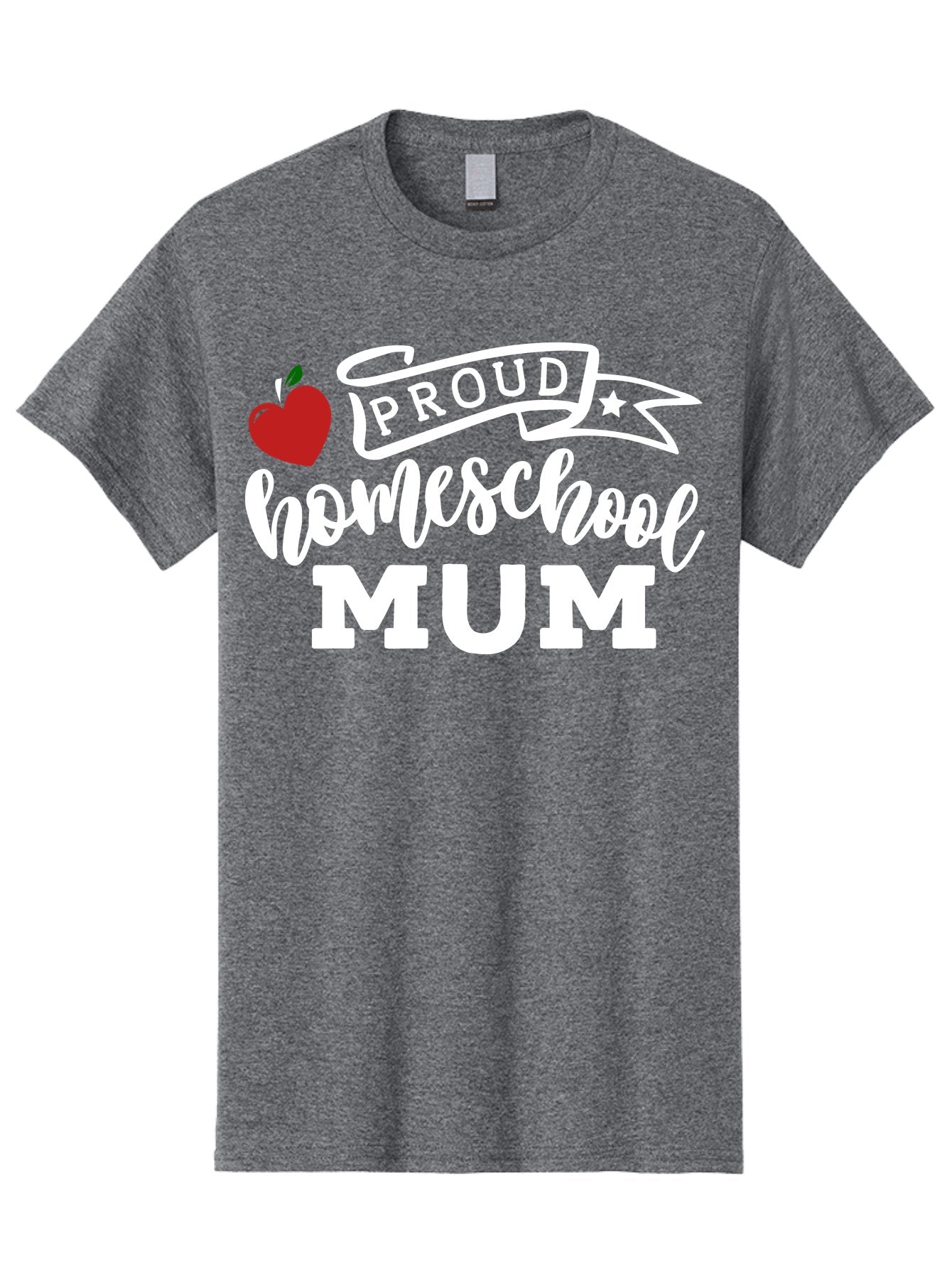 Proud-Homeschool-Mum-2 Men'S Graphic Tee, 100% Cotton, Comfortable Casual Summer Wear, Machine Washable, Proud Homeschool Mum, Homeschooling Mom, Home Education, Proud Parent, Apple Logo, Banner Design, Star Symbol, Custom Apparel, Aab426 13