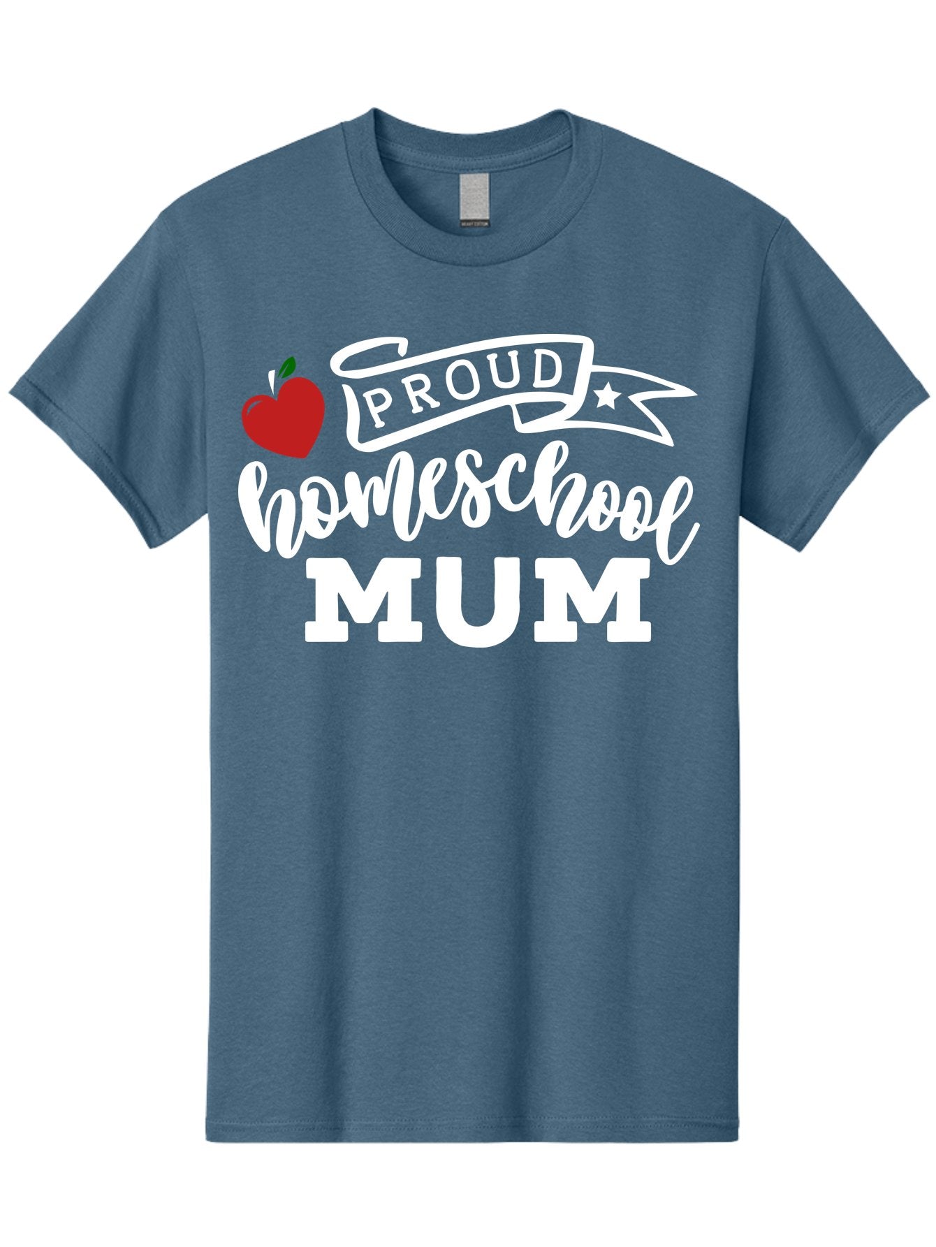 Proud-Homeschool-Mum-2 Men'S Graphic Tee, 100% Cotton, Comfortable Casual Summer Wear, Machine Washable, Proud Homeschool Mum, Homeschooling Mom, Home Education, Proud Parent, Apple Logo, Banner Design, Star Symbol, Custom Apparel, Aab426 9