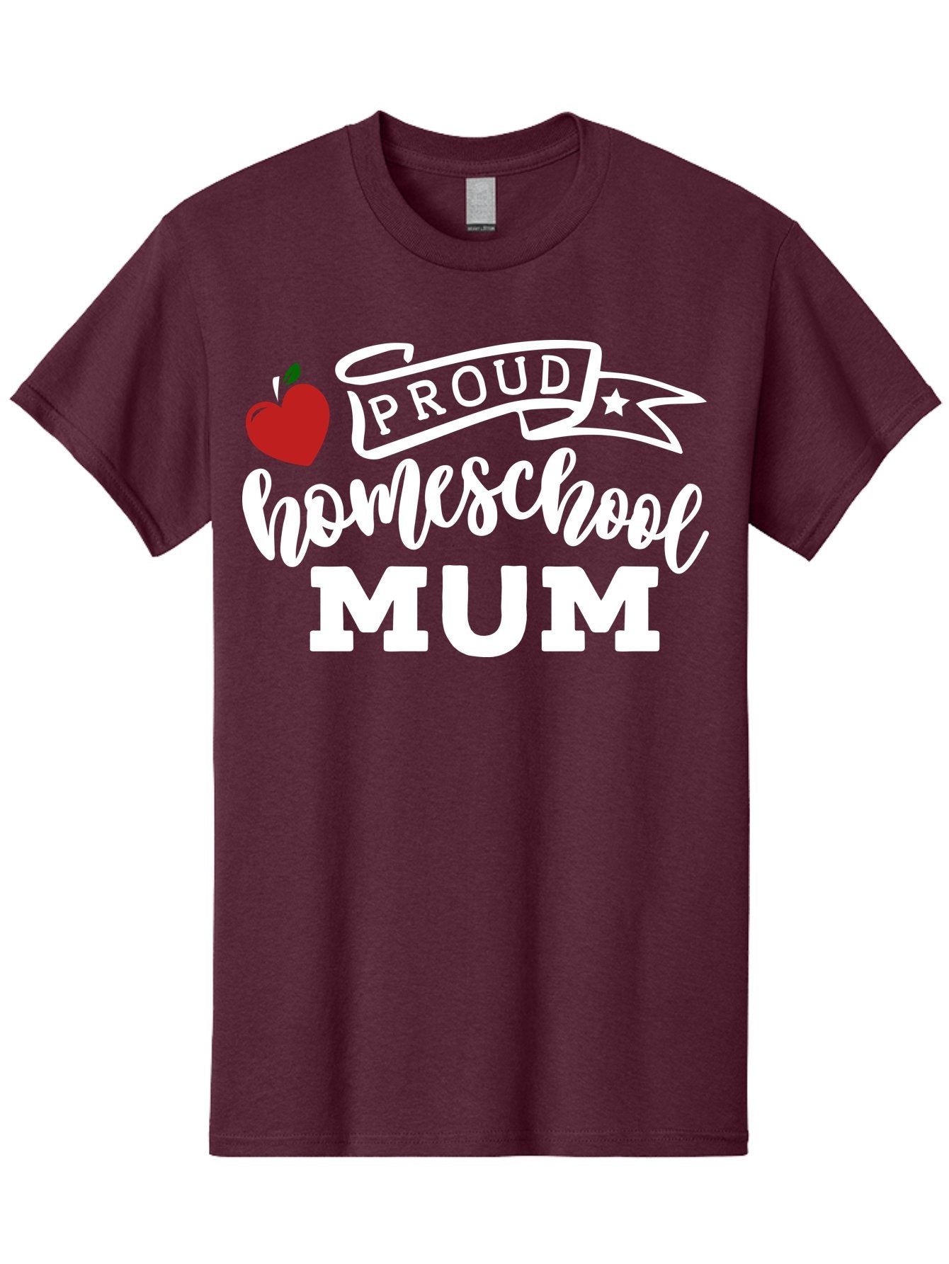 Proud-Homeschool-Mum-2 Men'S Graphic Tee, 100% Cotton, Comfortable Casual Summer Wear, Machine Washable, Proud Homeschool Mum, Homeschooling Mom, Home Education, Proud Parent, Apple Logo, Banner Design, Star Symbol, Custom Apparel, Aab426 5