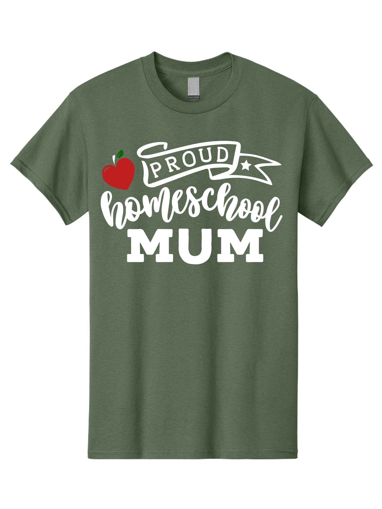 Proud-Homeschool-Mum-2 Men'S Graphic Tee, 100% Cotton, Comfortable Casual Summer Wear, Machine Washable, Proud Homeschool Mum, Homeschooling Mom, Home Education, Proud Parent, Apple Logo, Banner Design, Star Symbol, Custom Apparel, Aab426 12