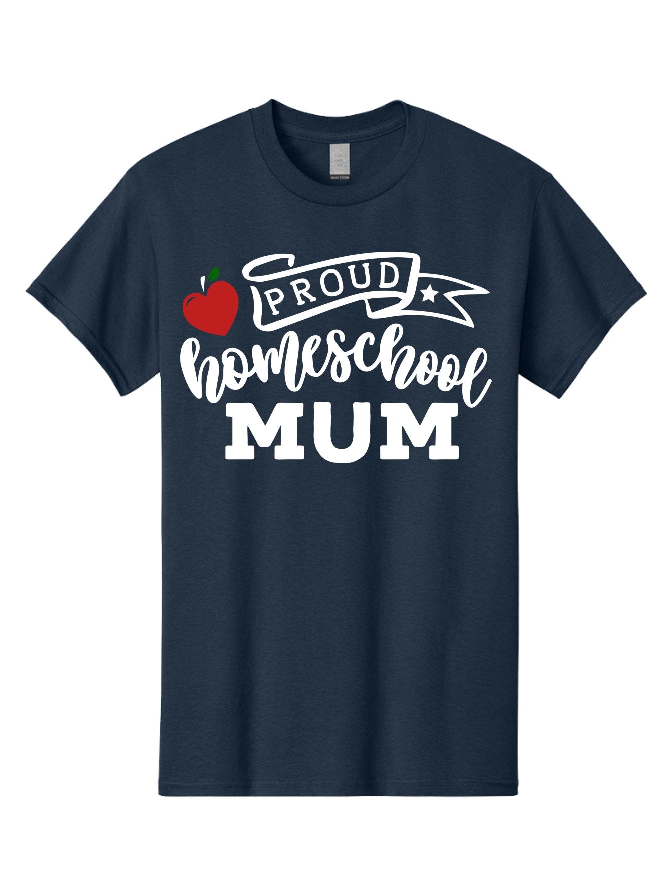 Proud-Homeschool-Mum-2 Men'S Graphic Tee, 100% Cotton, Comfortable Casual Summer Wear, Machine Washable, Proud Homeschool Mum, Homeschooling Mom, Home Education, Proud Parent, Apple Logo, Banner Design, Star Symbol, Custom Apparel, Aab426 6