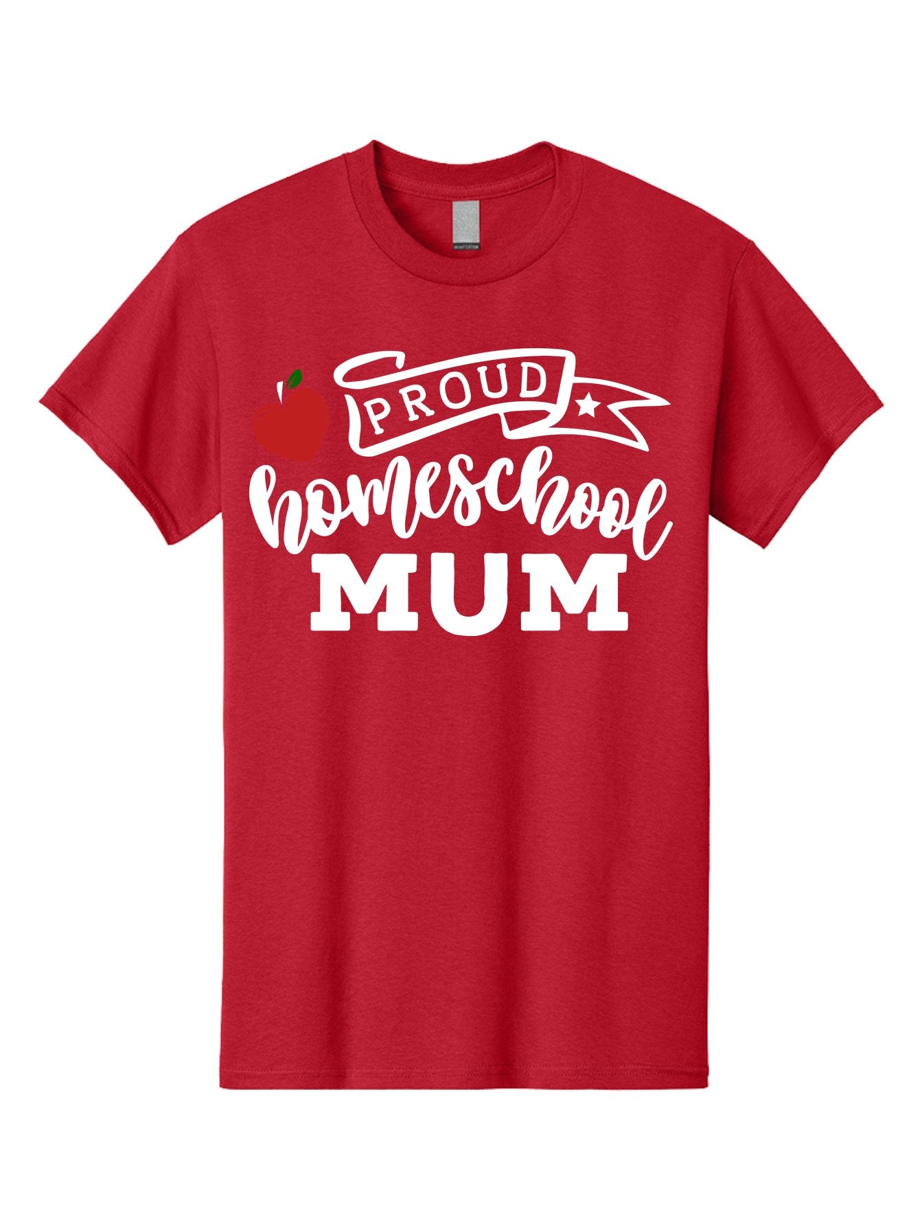 Proud-Homeschool-Mum-2 Men'S Graphic Tee, 100% Cotton, Comfortable Casual Summer Wear, Machine Washable, Proud Homeschool Mum, Homeschooling Mom, Home Education, Proud Parent, Apple Logo, Banner Design, Star Symbol, Custom Apparel, Aab426 10