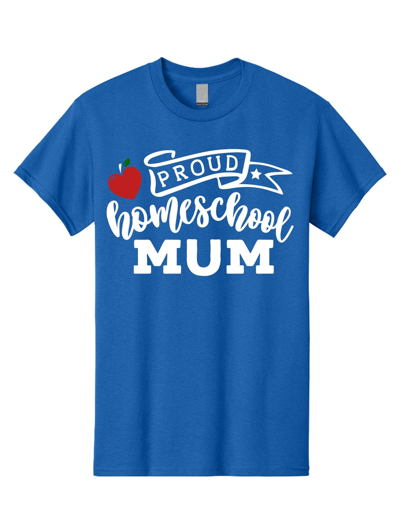 Proud-Homeschool-Mum-2 Men'S Graphic Tee, 100% Cotton, Comfortable Casual Summer Wear, Machine Washable, Proud Homeschool Mum, Homeschooling Mom, Home Education, Proud Parent, Apple Logo, Banner Design, Star Symbol, Custom Apparel, Aab426 8