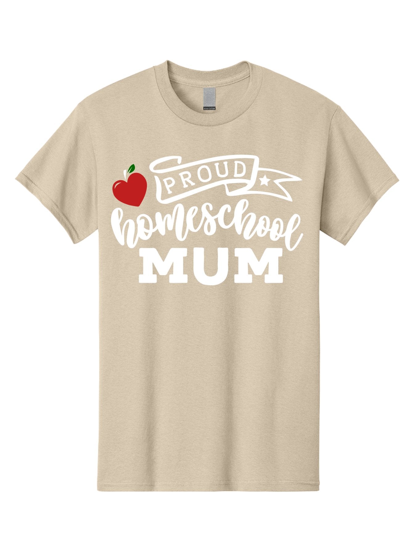 Proud-Homeschool-Mum-2 Men'S Graphic Tee, 100% Cotton, Comfortable Casual Summer Wear, Machine Washable, Proud Homeschool Mum, Homeschooling Mom, Home Education, Proud Parent, Apple Logo, Banner Design, Star Symbol, Custom Apparel, Aab426