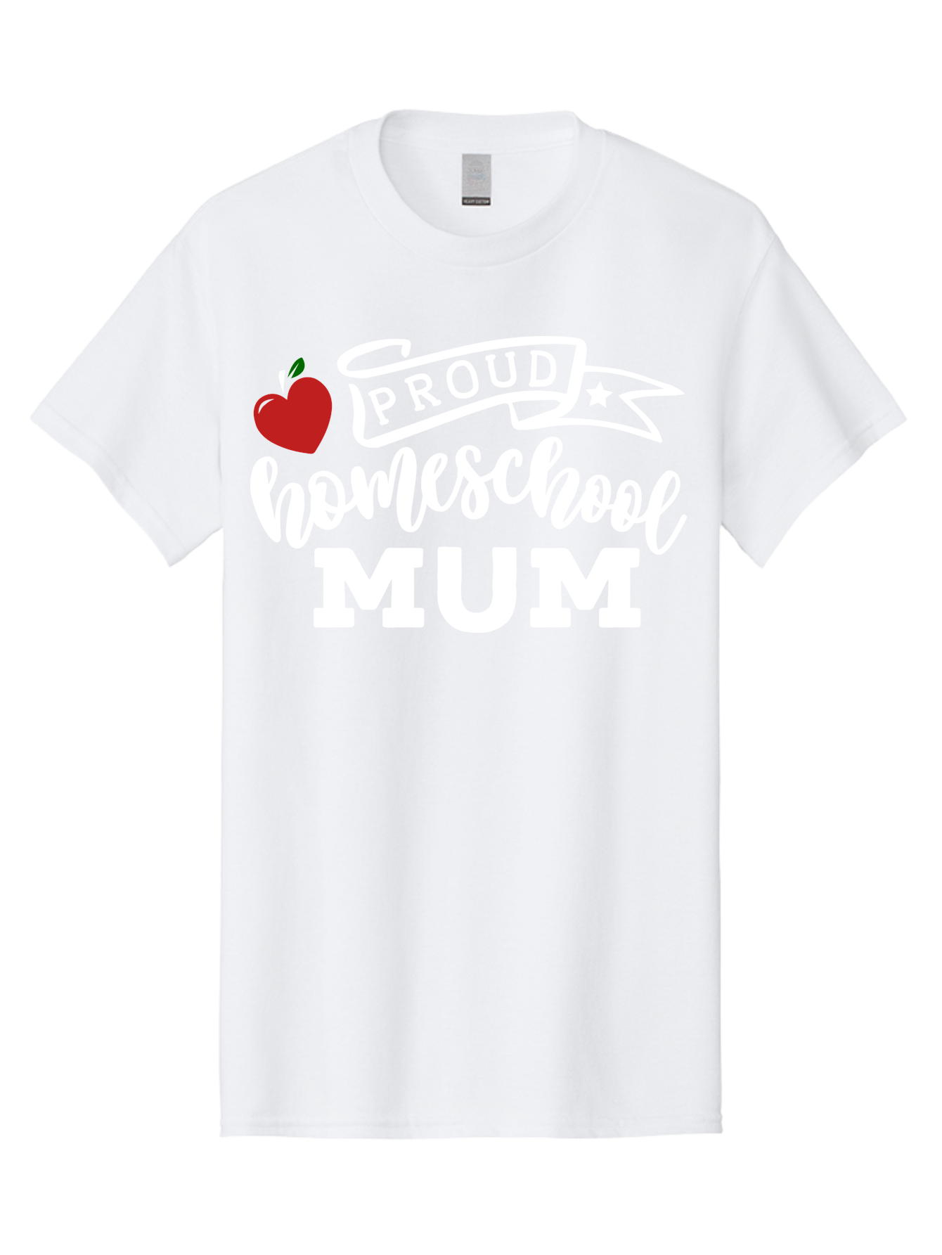 Proud-Homeschool-Mum-2 Men'S Graphic Tee, 100% Cotton, Comfortable Casual Summer Wear, Machine Washable, Proud Homeschool Mum, Homeschooling Mom, Home Education, Proud Parent, Apple Logo, Banner Design, Star Symbol, Custom Apparel, Aab426
