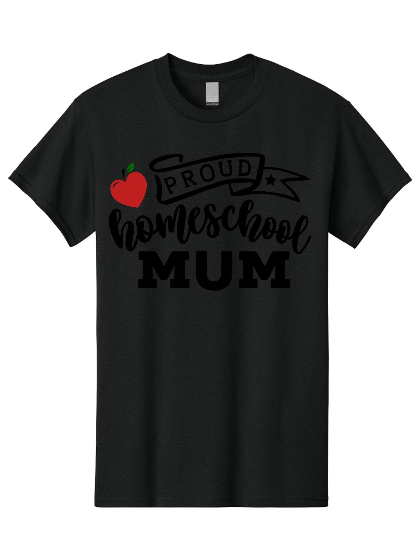 Proud-Homeschool-Mum-3 Men'S Graphic Tee, 100% Cotton, Comfortable Casual Summer Wear, Machine Washable, Homeschool Mom, Proud Parent, Apple Graphic, Inspirational Quote, Black Lettering, Bold Font, Motivational Message, Parenting Pride, Aab427 9