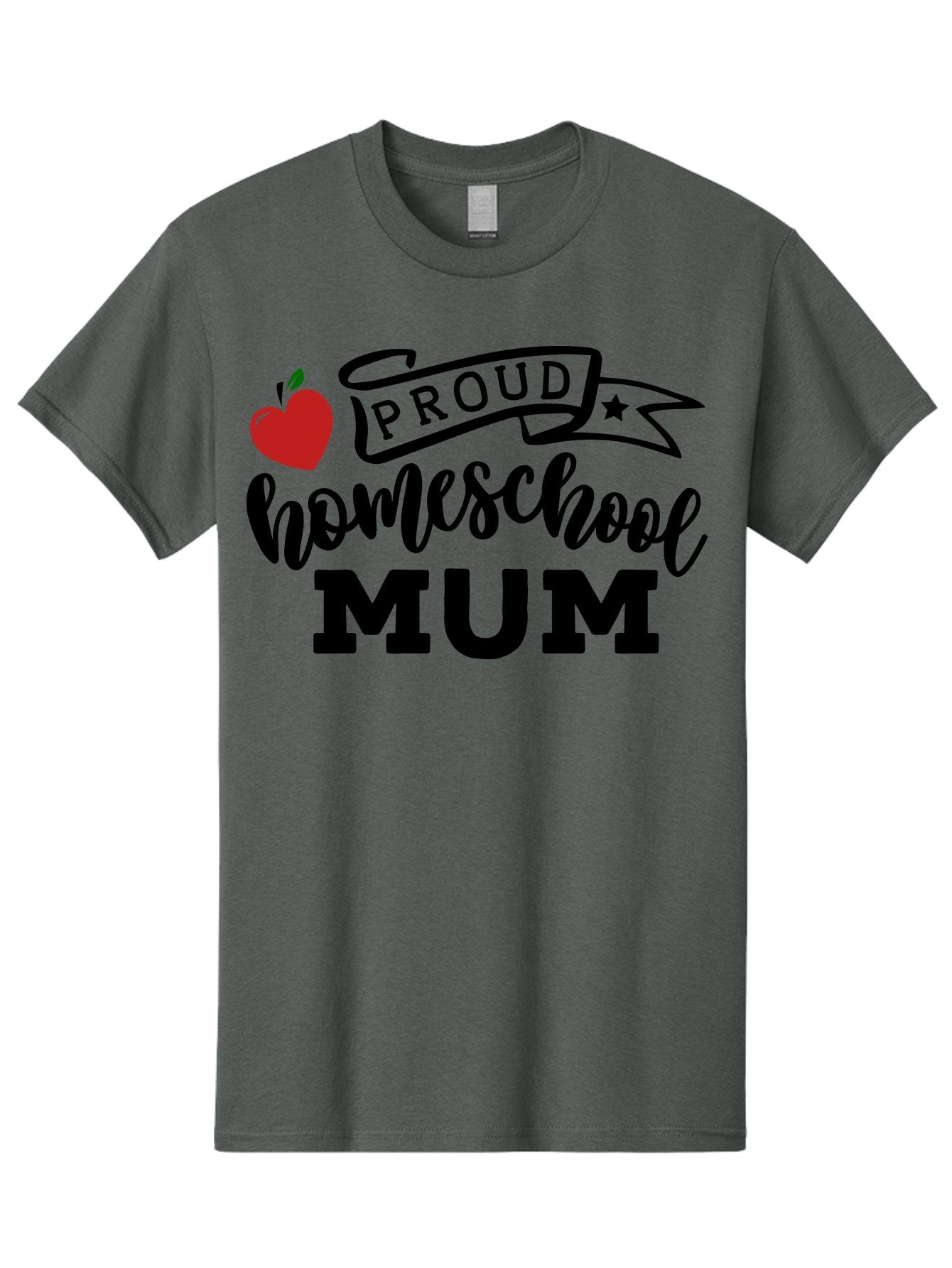 Proud-Homeschool-Mum-3 Men'S Graphic Tee, 100% Cotton, Comfortable Casual Summer Wear, Machine Washable, Homeschool Mom, Proud Parent, Apple Graphic, Inspirational Quote, Black Lettering, Bold Font, Motivational Message, Parenting Pride, Aab427 4