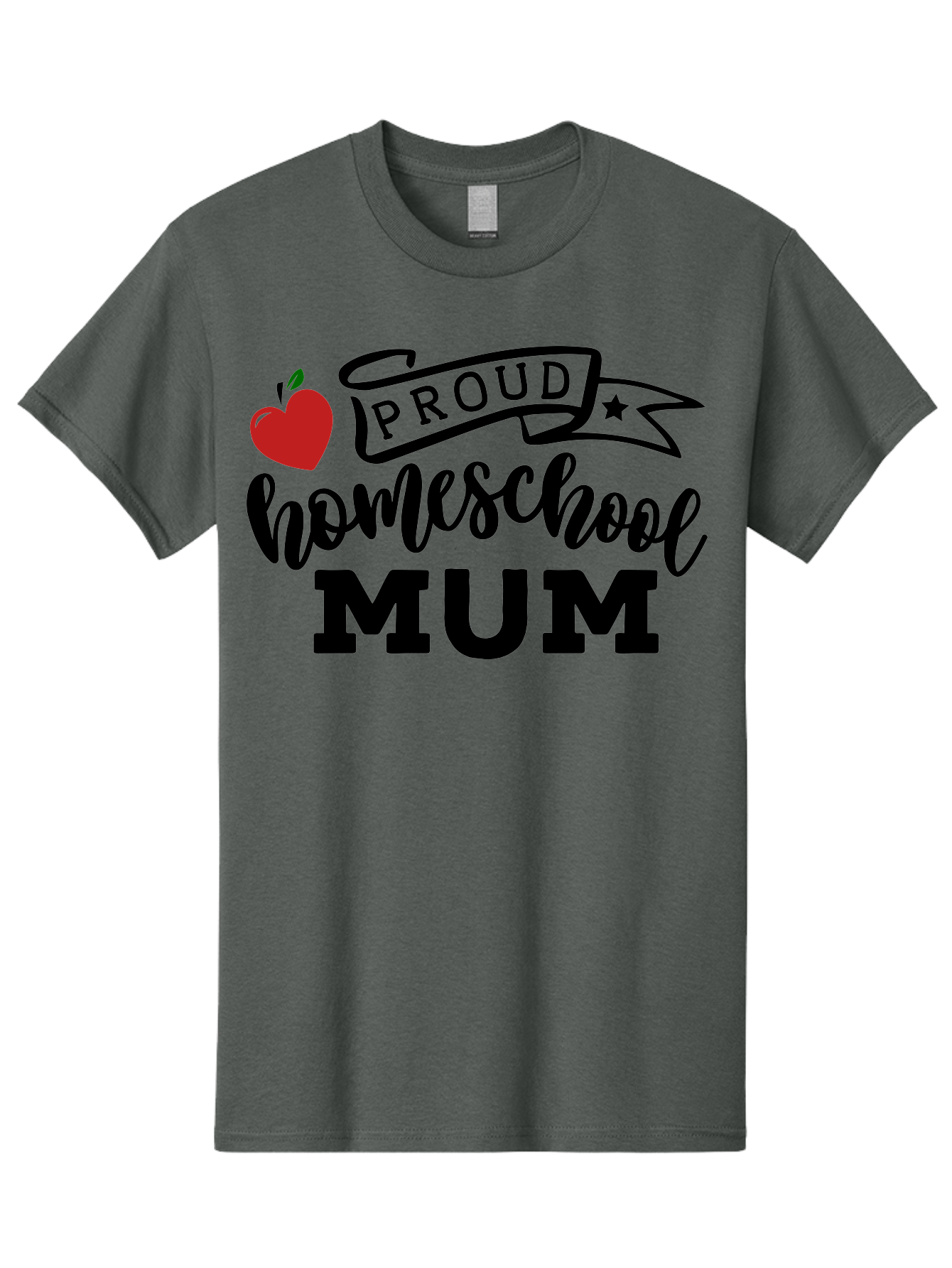 Proud-Homeschool-Mum-3 Men'S Graphic Tee, 100% Cotton, Comfortable Casual Summer Wear, Machine Washable, Homeschool Mom, Proud Parent, Apple Graphic, Inspirational Quote, Black Lettering, Bold Font, Motivational Message, Parenting Pride, Aab427 3