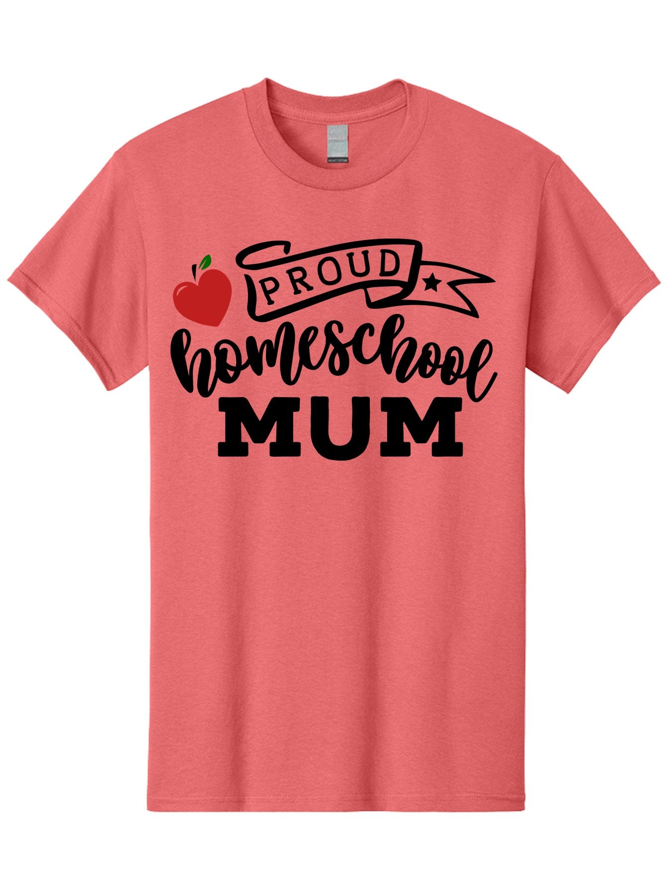 Proud-Homeschool-Mum-3 Men'S Graphic Tee, 100% Cotton, Comfortable Casual Summer Wear, Machine Washable, Homeschool Mom, Proud Parent, Apple Graphic, Inspirational Quote, Black Lettering, Bold Font, Motivational Message, Parenting Pride, Aab427 11