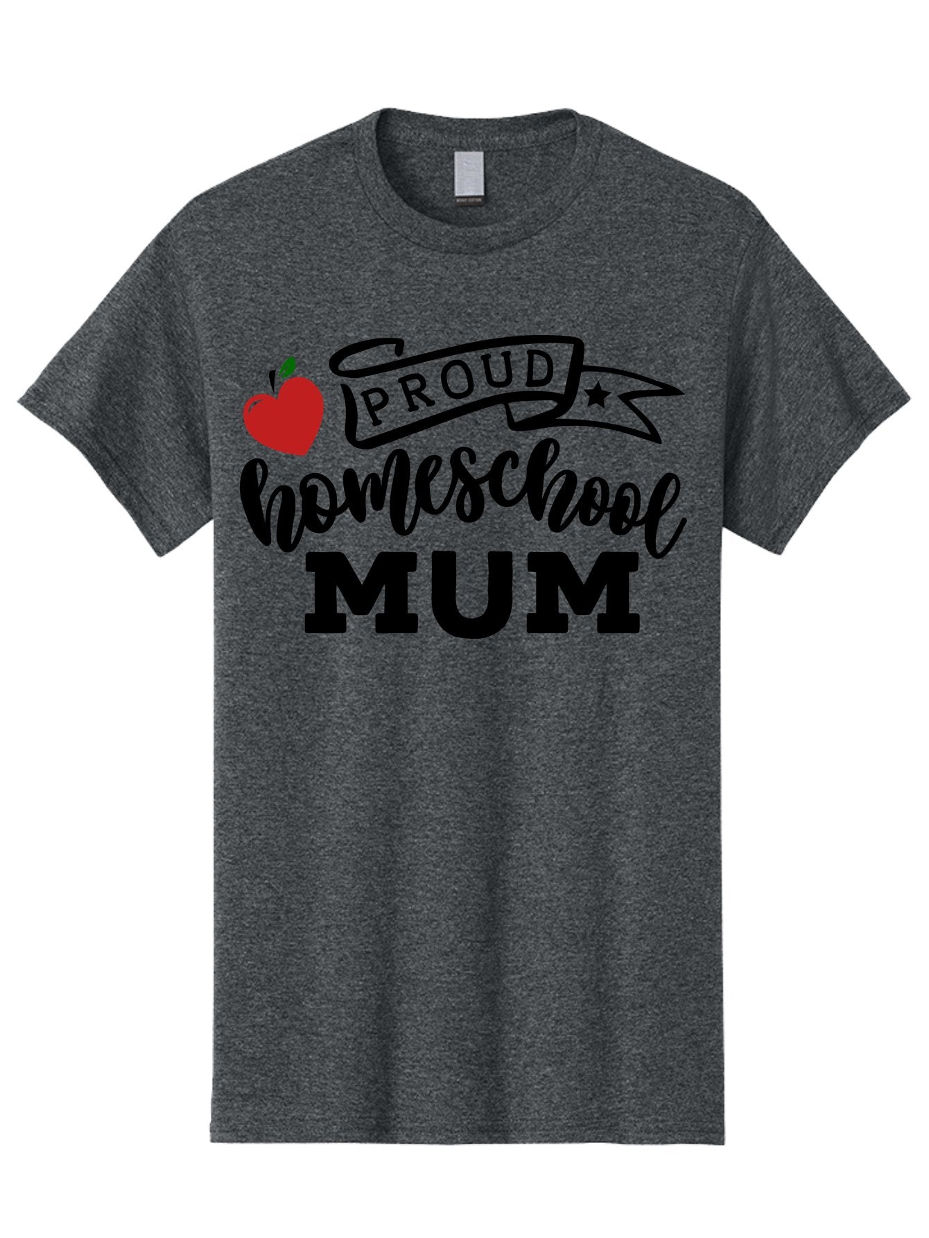 Proud-Homeschool-Mum-3 Men'S Graphic Tee, 100% Cotton, Comfortable Casual Summer Wear, Machine Washable, Homeschool Mom, Proud Parent, Apple Graphic, Inspirational Quote, Black Lettering, Bold Font, Motivational Message, Parenting Pride, Aab427 5