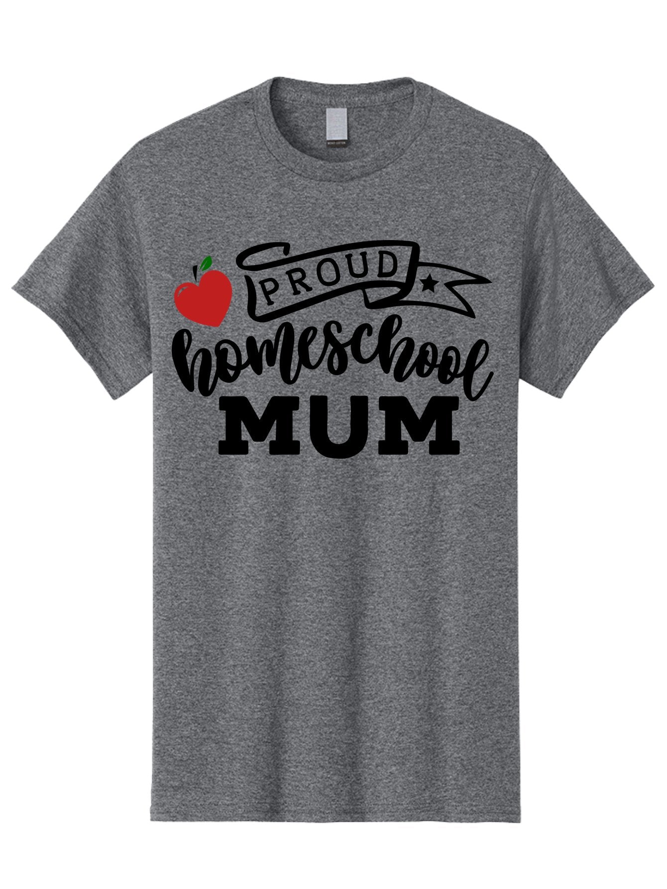 Proud-Homeschool-Mum-3 Men'S Graphic Tee, 100% Cotton, Comfortable Casual Summer Wear, Machine Washable, Homeschool Mom, Proud Parent, Apple Graphic, Inspirational Quote, Black Lettering, Bold Font, Motivational Message, Parenting Pride, Aab427 10