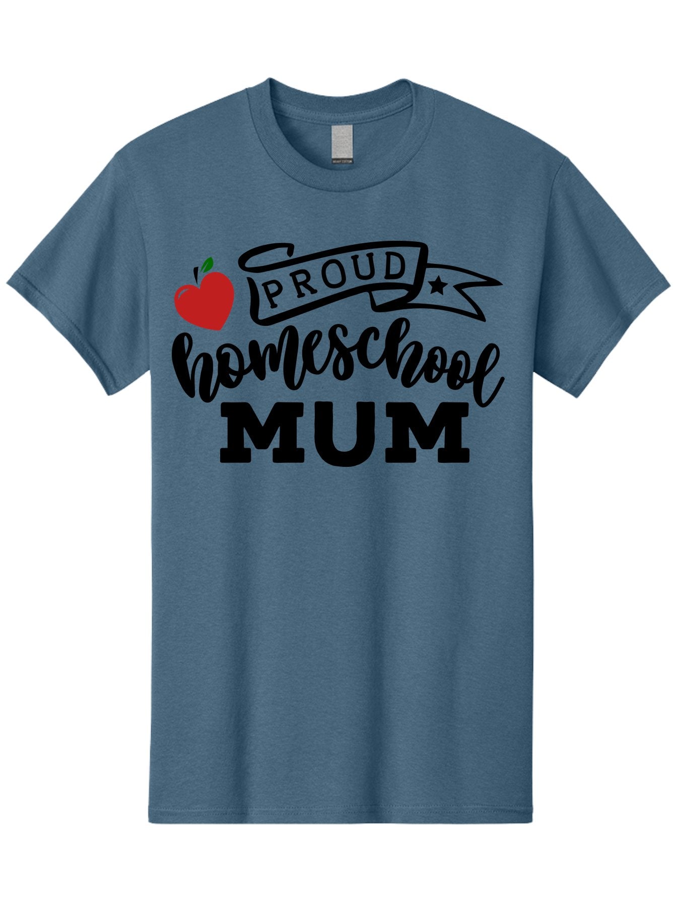 Proud-Homeschool-Mum-3 Men'S Graphic Tee, 100% Cotton, Comfortable Casual Summer Wear, Machine Washable, Homeschool Mom, Proud Parent, Apple Graphic, Inspirational Quote, Black Lettering, Bold Font, Motivational Message, Parenting Pride, Aab427 3