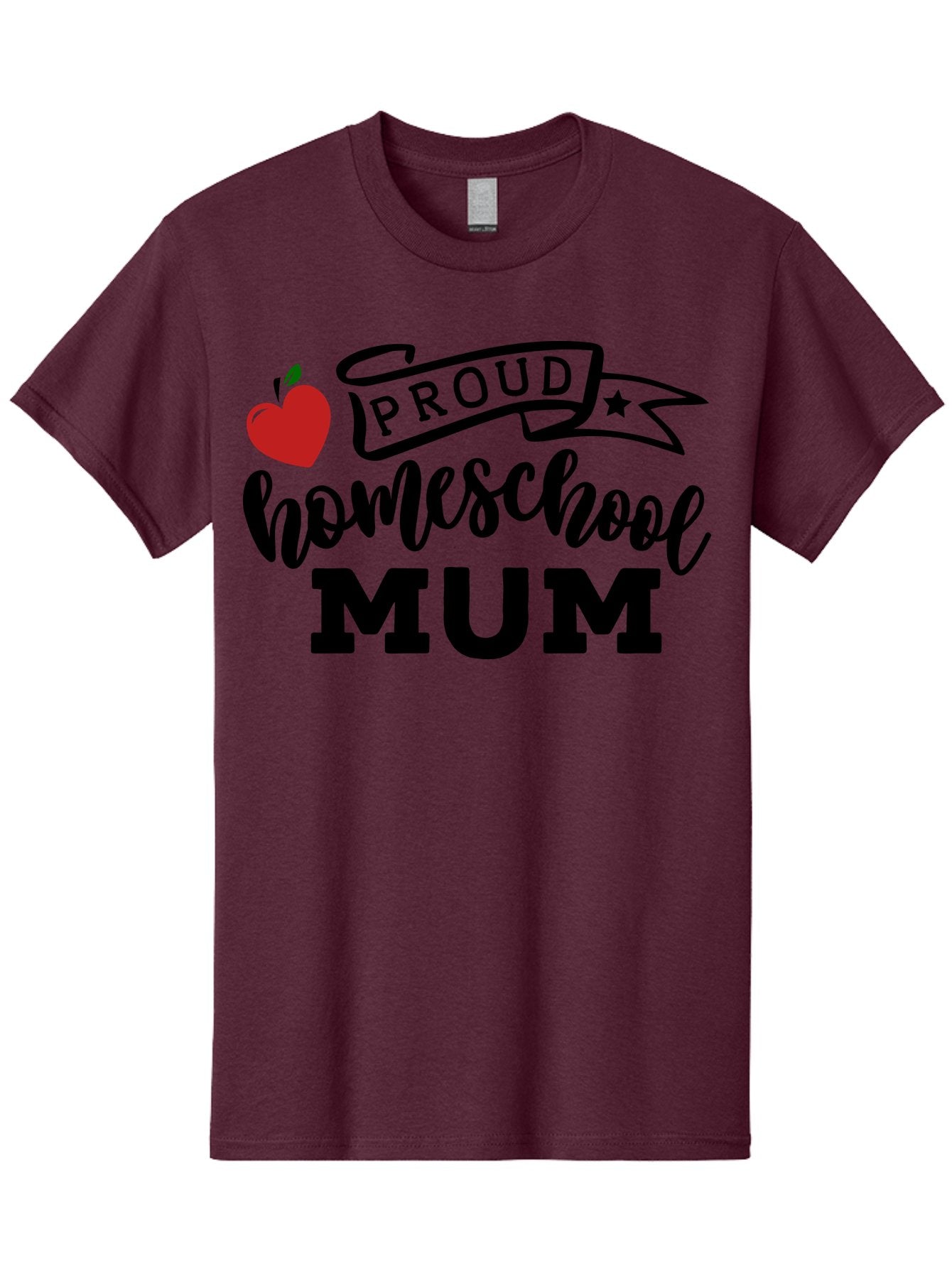 Proud-Homeschool-Mum-3 Men'S Graphic Tee, 100% Cotton, Comfortable Casual Summer Wear, Machine Washable, Homeschool Mom, Proud Parent, Apple Graphic, Inspirational Quote, Black Lettering, Bold Font, Motivational Message, Parenting Pride, Aab427 15
