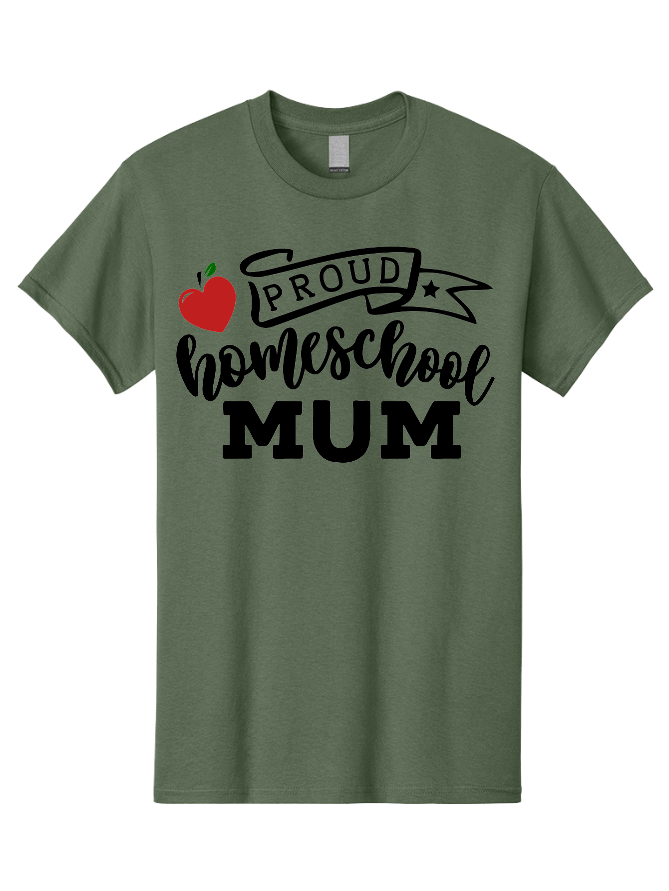 Proud-Homeschool-Mum-3 Men'S Graphic Tee, 100% Cotton, Comfortable Casual Summer Wear, Machine Washable, Homeschool Mom, Proud Parent, Apple Graphic, Inspirational Quote, Black Lettering, Bold Font, Motivational Message, Parenting Pride, Aab427 15
