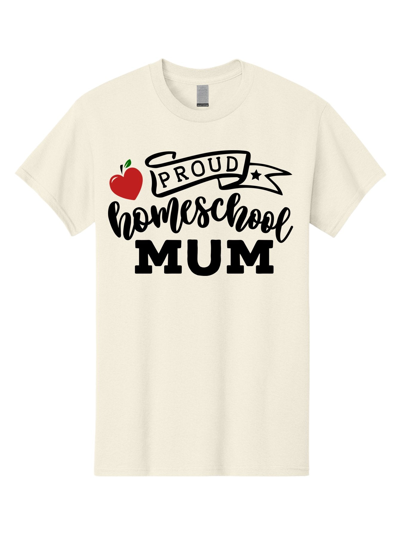 Proud-Homeschool-Mum-3 Men'S Graphic Tee, 100% Cotton, Comfortable Casual Summer Wear, Machine Washable, Homeschool Mom, Proud Parent, Apple Graphic, Inspirational Quote, Black Lettering, Bold Font, Motivational Message, Parenting Pride, Aab427 8