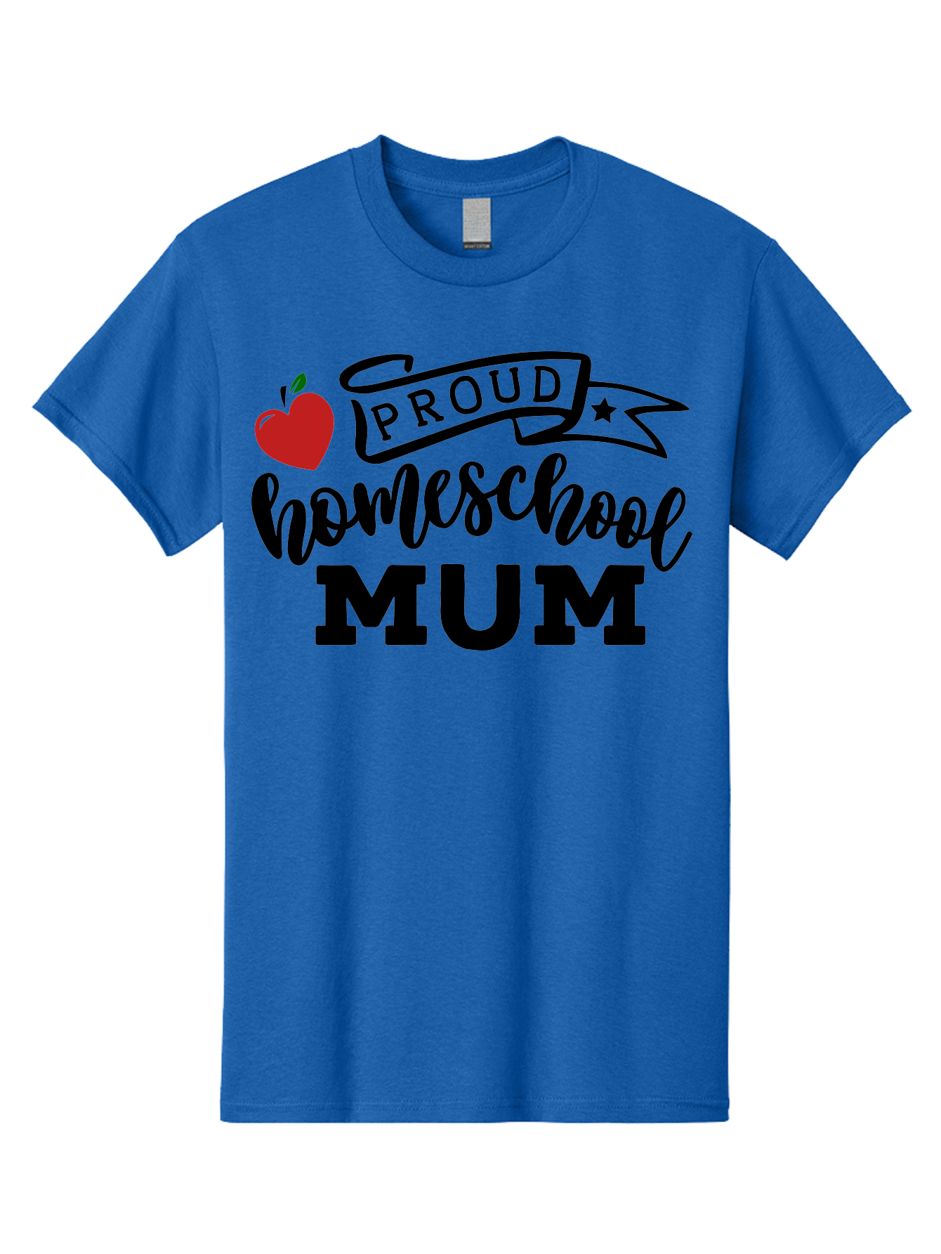 Proud-Homeschool-Mum-3 Men'S Graphic Tee, 100% Cotton, Comfortable Casual Summer Wear, Machine Washable, Homeschool Mom, Proud Parent, Apple Graphic, Inspirational Quote, Black Lettering, Bold Font, Motivational Message, Parenting Pride, Aab427 25