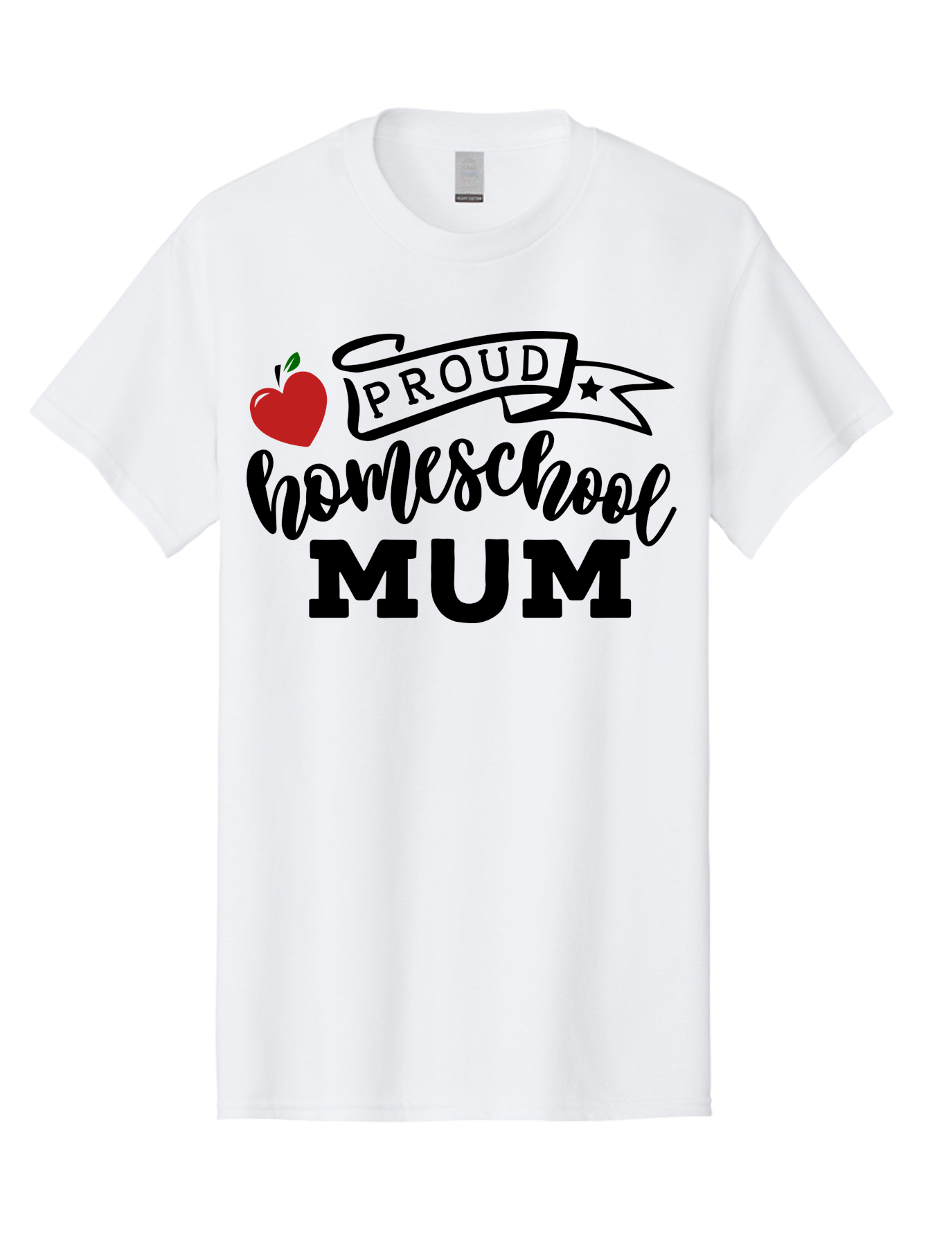 Proud-Homeschool-Mum-3 Men'S Graphic Tee, 100% Cotton, Comfortable Casual Summer Wear, Machine Washable, Homeschool Mom, Proud Parent, Apple Graphic, Inspirational Quote, Black Lettering, Bold Font, Motivational Message, Parenting Pride, Aab427 29
