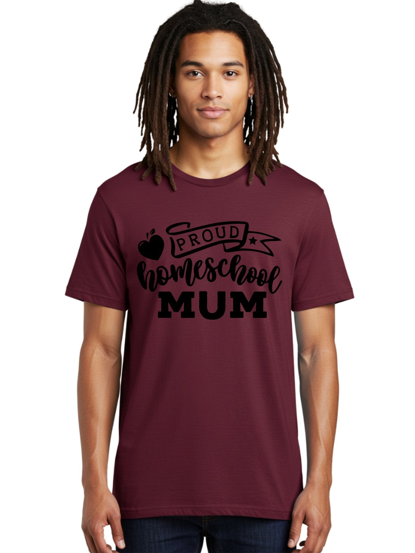 Proud-Homeschool-Mum Men'S Graphic Tee, 100% Cotton, Comfortable Casual Summer Wear, Machine Washable, Homeschool Mom, Proud Parent, Education, Learning, Apple Symbol, Star Icon, Homeschooling, Mom Life Aab428 21