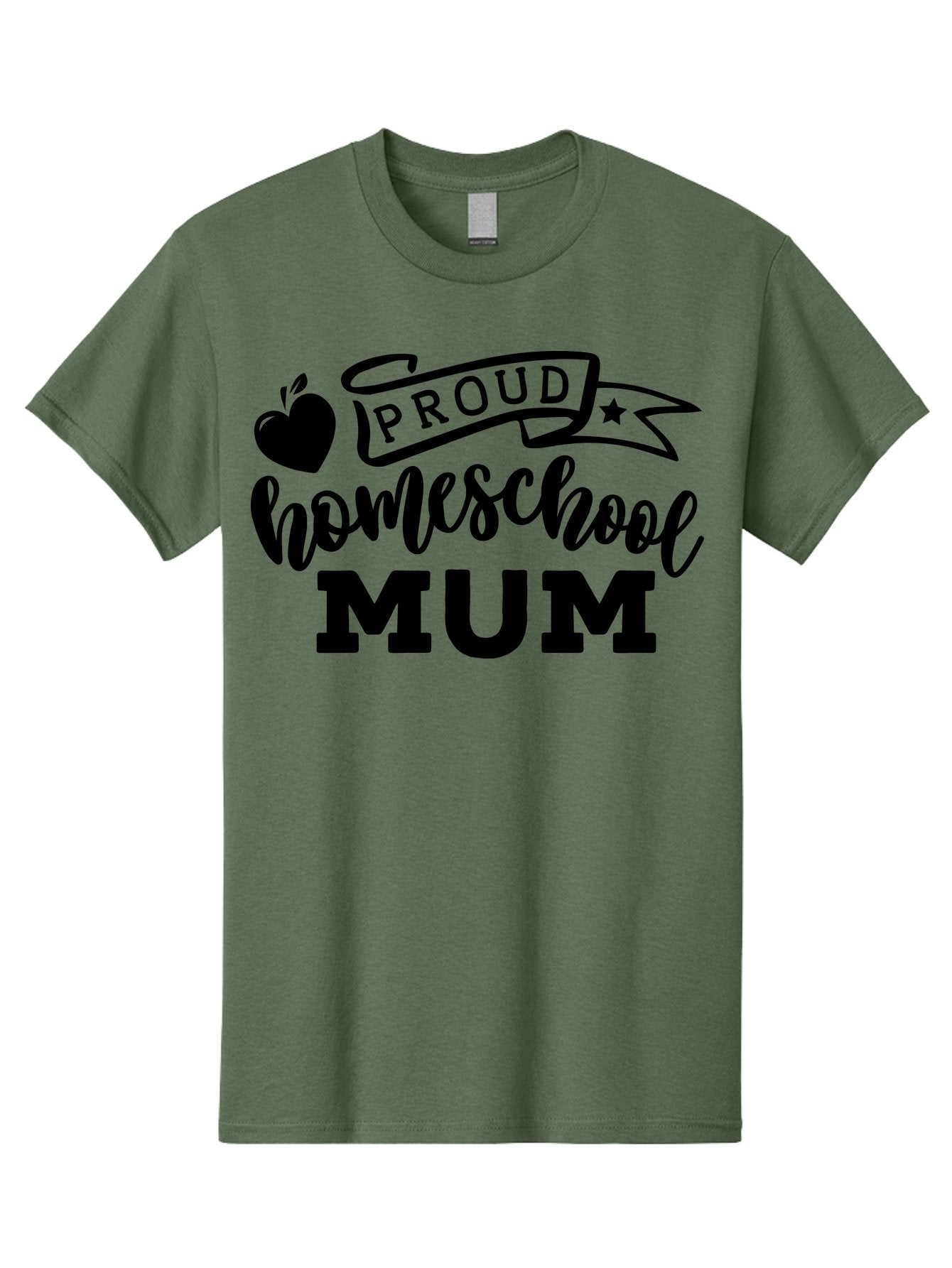 Proud-Homeschool-Mum Men'S Graphic Tee, 100% Cotton, Comfortable Casual Summer Wear, Machine Washable, Homeschool Mom, Proud Parent, Education, Learning, Apple Symbol, Star Icon, Homeschooling, Mom Life Aab428