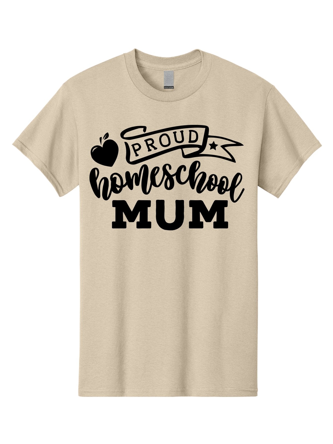 Proud-Homeschool-Mum Men'S Graphic Tee, 100% Cotton, Comfortable Casual Summer Wear, Machine Washable, Homeschool Mom, Proud Parent, Education, Learning, Apple Symbol, Star Icon, Homeschooling, Mom Life Aab428 5