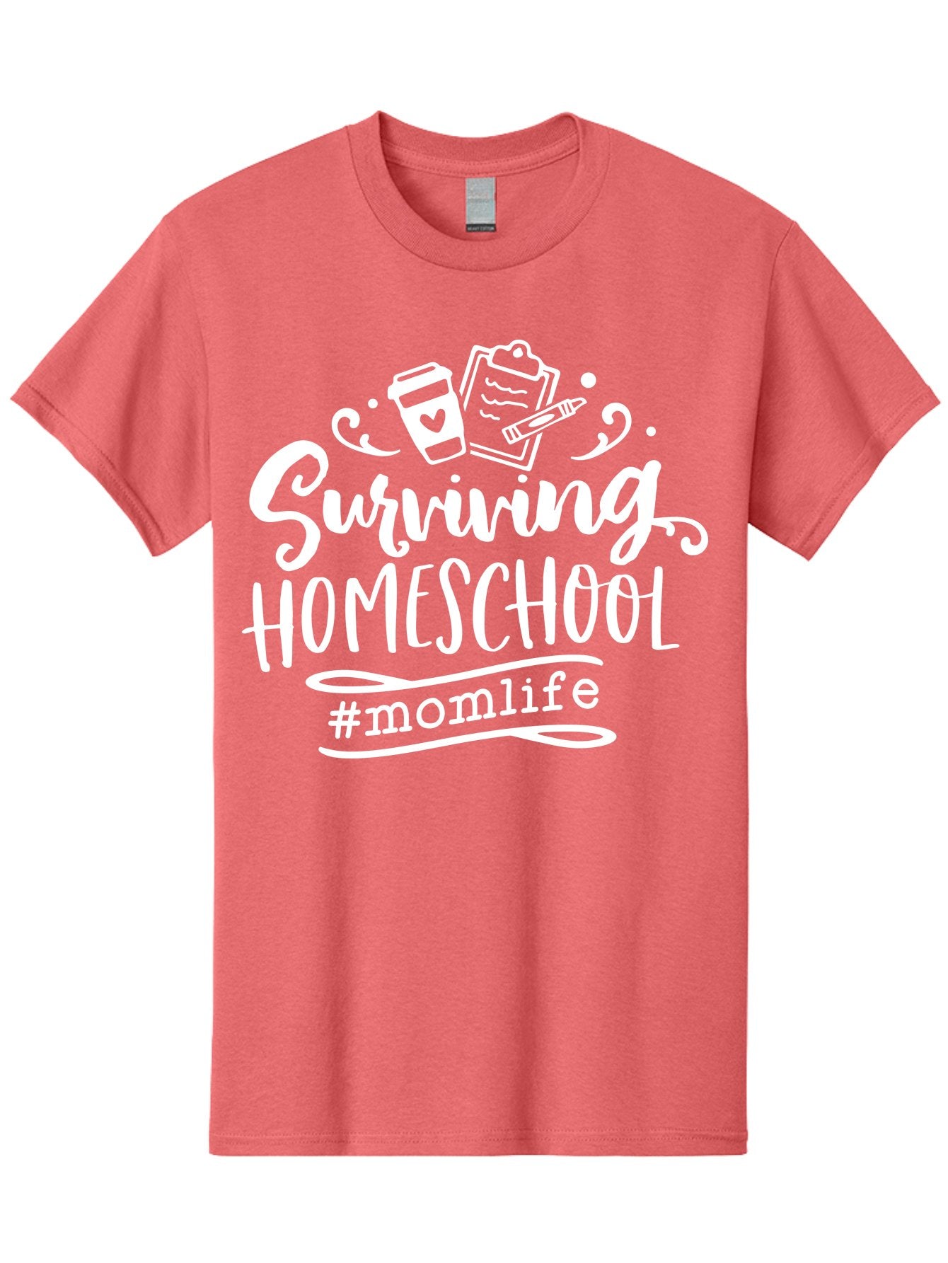 Surviving-Homeschool-1 Men'S Graphic Tee, 100% Cotton, Comfortable Casual Summer Wear, Machine Washable, Homeschooling Mom, Mom Life, Surviving Homeschool, Homeschool Survival, Parenting Tips, Education At Home, Momlife, Coffee Cup, Clipboard, Aab432 7