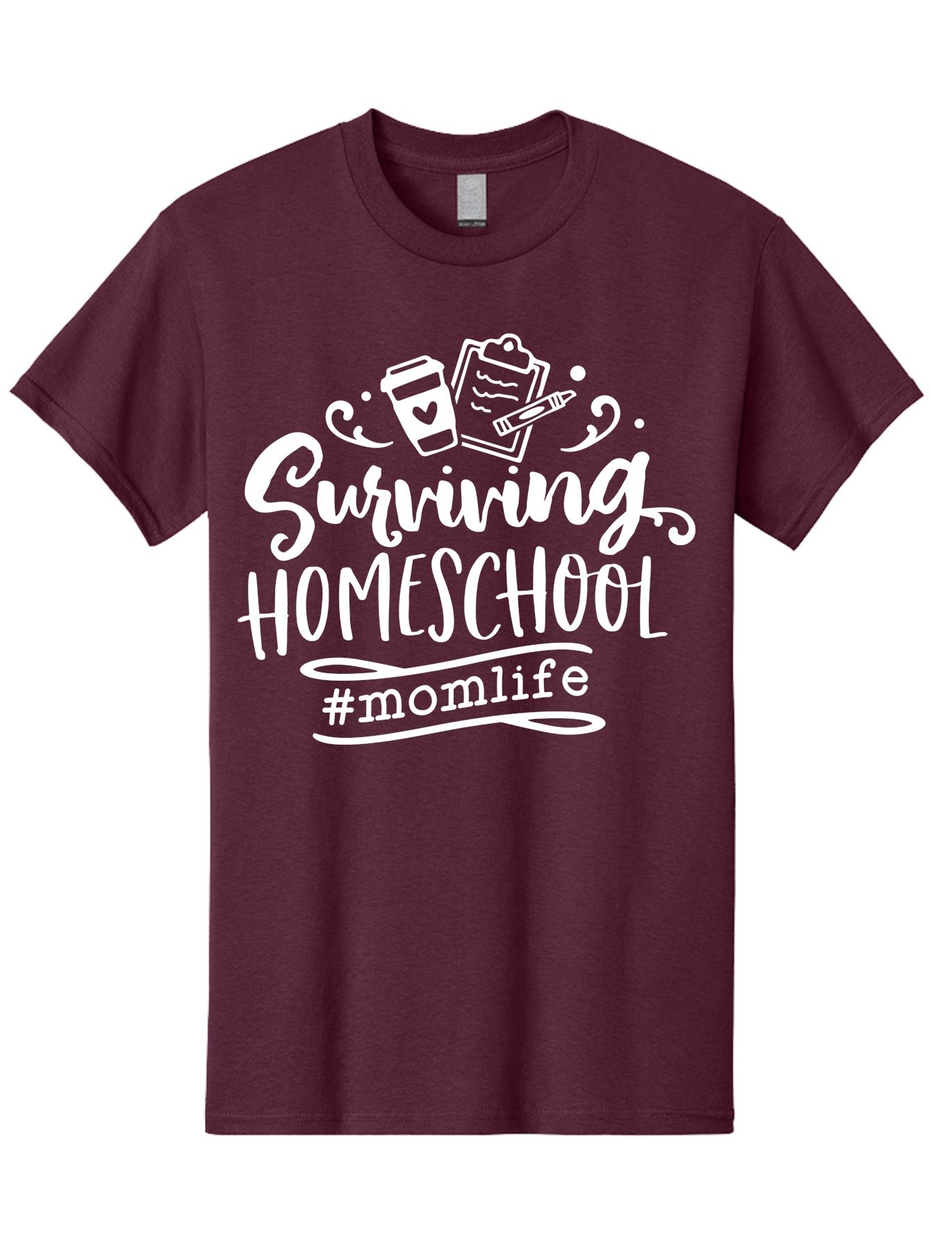 Surviving-Homeschool-1 Men'S Graphic Tee, 100% Cotton, Comfortable Casual Summer Wear, Machine Washable, Homeschooling Mom, Mom Life, Surviving Homeschool, Homeschool Survival, Parenting Tips, Education At Home, Momlife, Coffee Cup, Clipboard, Aab432