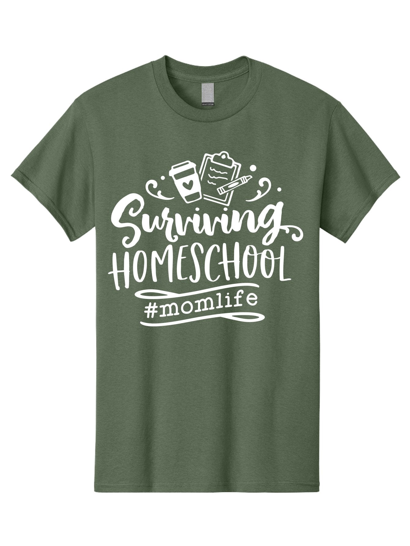 Surviving-Homeschool-1 Men'S Graphic Tee, 100% Cotton, Comfortable Casual Summer Wear, Machine Washable, Homeschooling Mom, Mom Life, Surviving Homeschool, Homeschool Survival, Parenting Tips, Education At Home, Momlife, Coffee Cup, Clipboard, Aab432 4