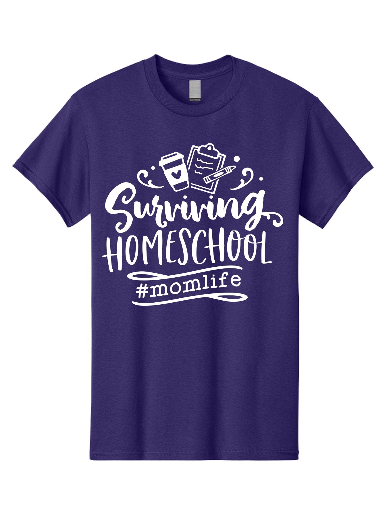 Surviving-Homeschool-1 Men'S Graphic Tee, 100% Cotton, Comfortable Casual Summer Wear, Machine Washable, Homeschooling Mom, Mom Life, Surviving Homeschool, Homeschool Survival, Parenting Tips, Education At Home, Momlife, Coffee Cup, Clipboard, Aab432 9