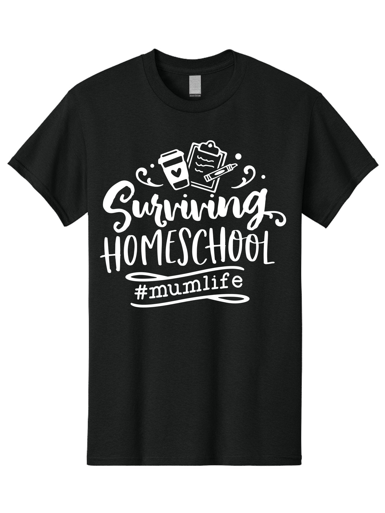 Surviving-Homeschool-3 Men'S Graphic Tee, 100% Cotton, Comfortable Casual Summer Wear, Machine Washable, Homeschooling, Mom Life, Parenting, Education, Teaching, Learning, #Mumlif, School Supplies, Coffee Cup, Clipboard Aab434 6