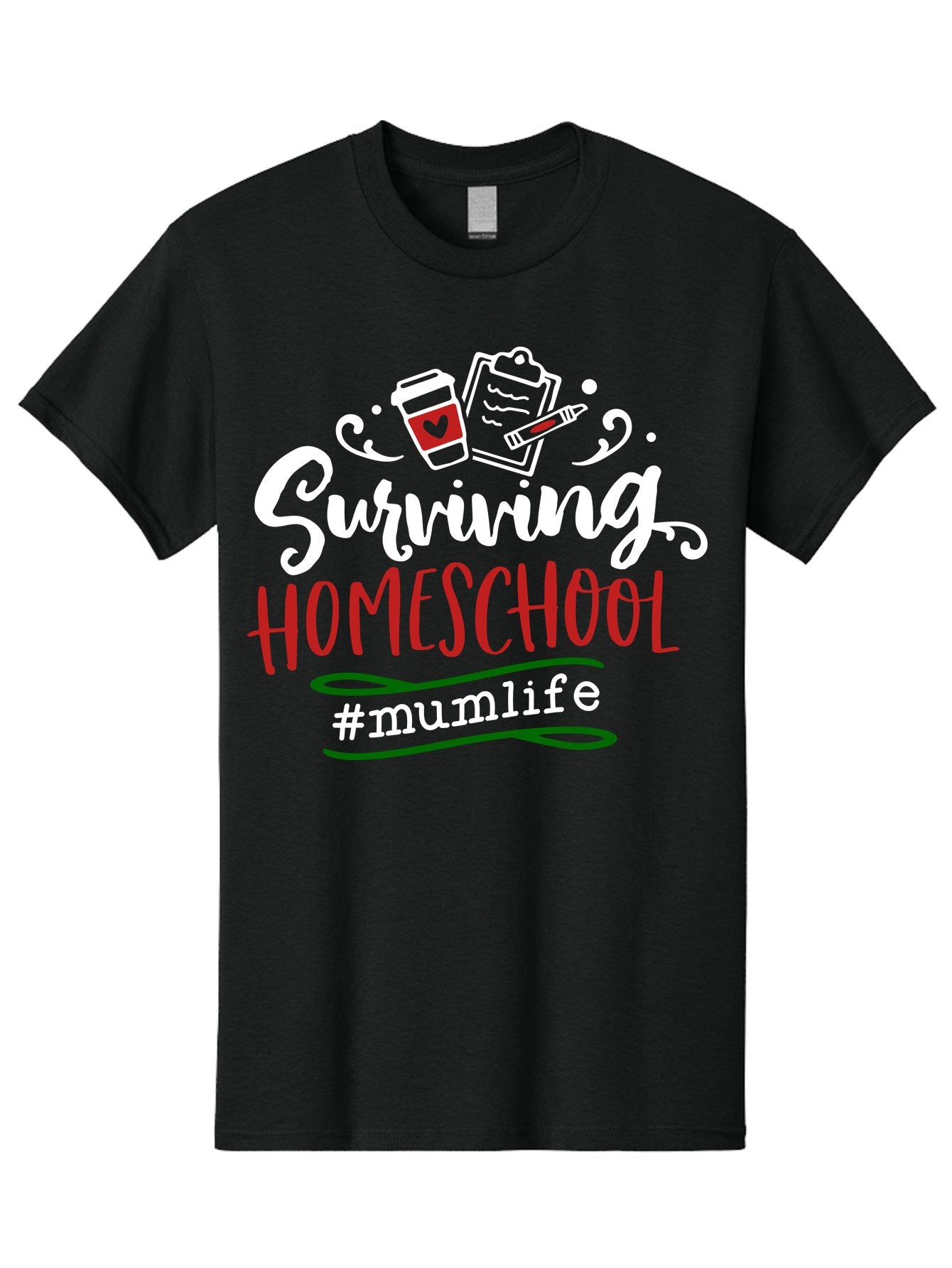 Surviving-Homeschool-4 Men'S Graphic Tee, 100% Cotton, Comfortable Casual Summer Wear, Machine Washable, Homeschooling, Parenting, Motherhood, Coffee Culture, Teaching, Learning, Education, #Mumlife, Mom Life, Homeschool Mom Aab435