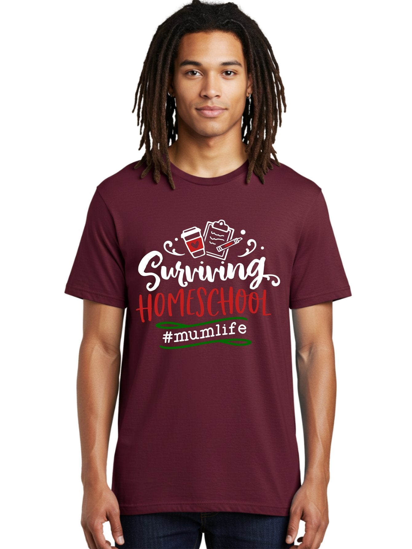 Surviving-Homeschool-4 Men'S Graphic Tee, 100% Cotton, Comfortable Casual Summer Wear, Machine Washable, Homeschooling, Parenting, Motherhood, Coffee Culture, Teaching, Learning, Education, #Mumlife, Mom Life, Homeschool Mom Aab435 25