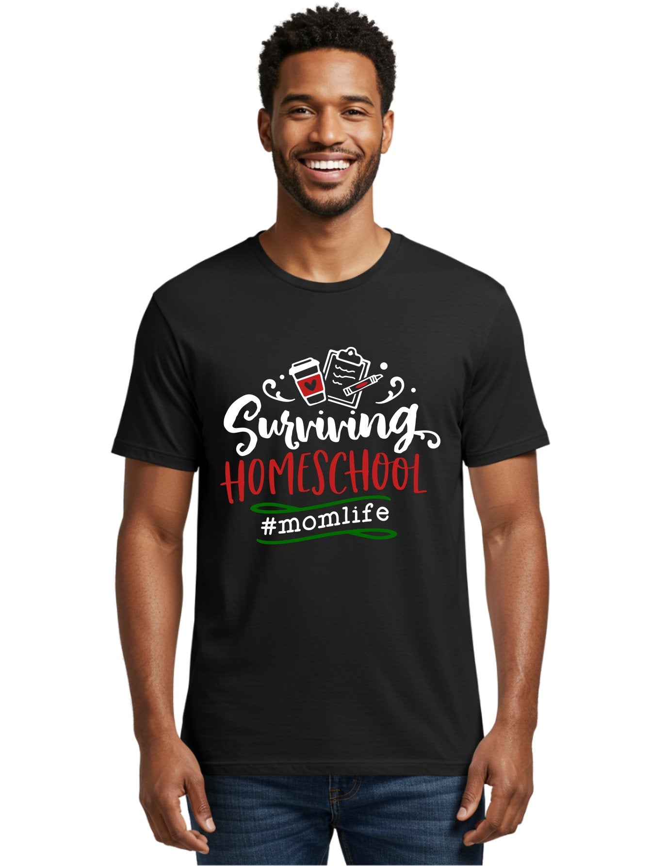 Surviving-Homeschool-6 Men'S Graphic Tee, 100% Cotton, Comfortable Casual Summer Wear, Machine Washable, Homeschooling, Mom Life, Parenting, Education, Teaching, Coffee Culture, Self-Care, Family Bonding, Alternative Education Aab437 29