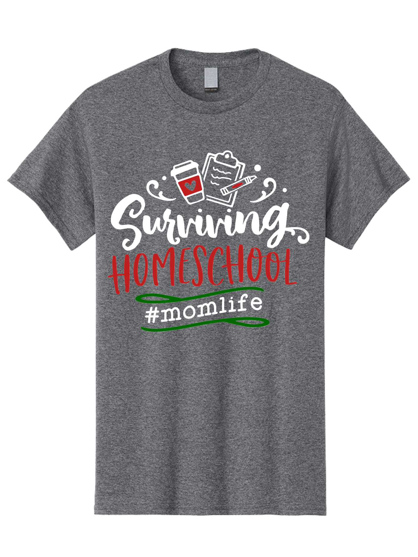 Surviving-Homeschool-6 Men'S Graphic Tee, 100% Cotton, Comfortable Casual Summer Wear, Machine Washable, Homeschooling, Mom Life, Parenting, Education, Teaching, Coffee Culture, Self-Care, Family Bonding, Alternative Education Aab437
