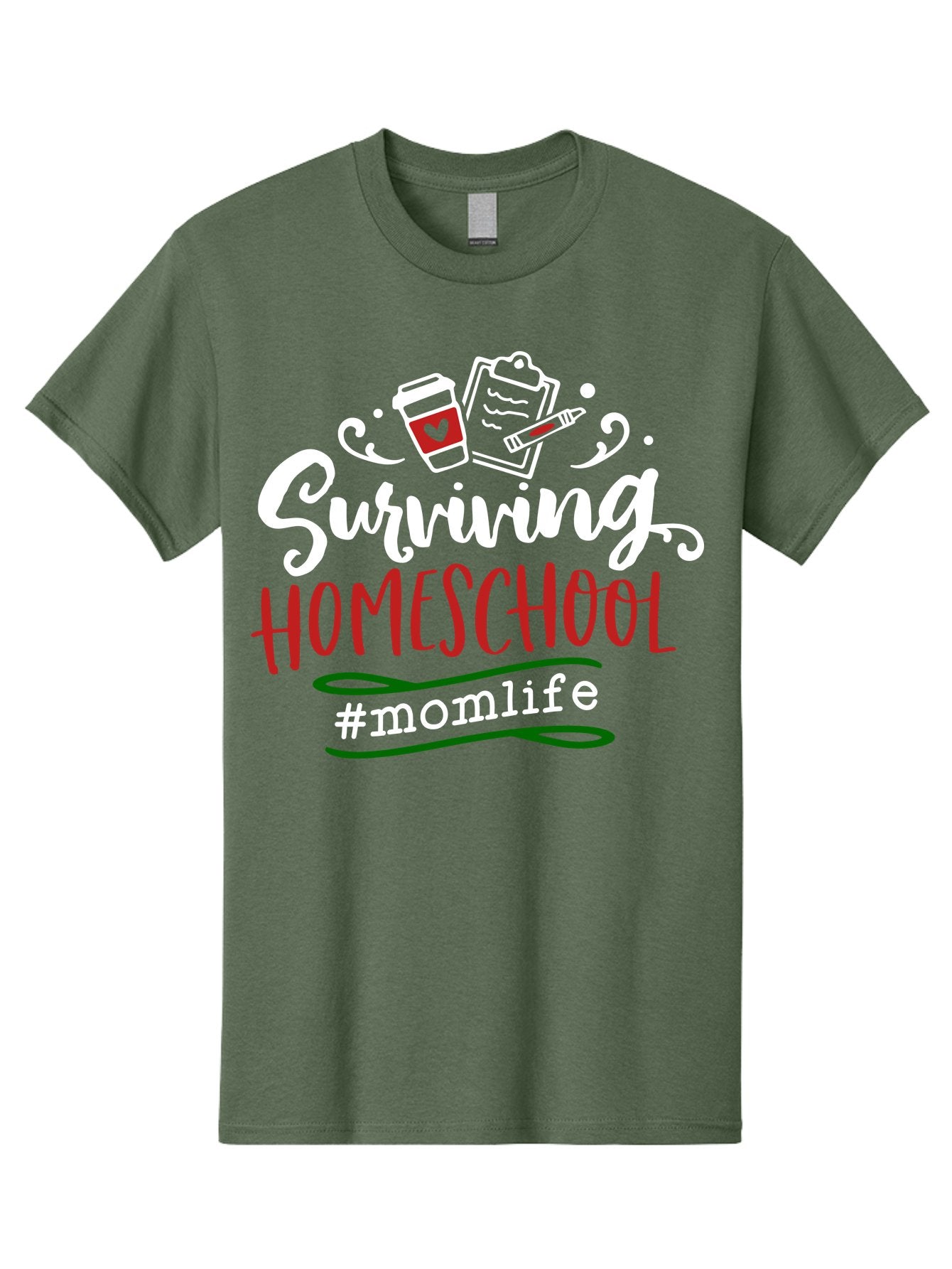 Surviving-Homeschool-6 Men'S Graphic Tee, 100% Cotton, Comfortable Casual Summer Wear, Machine Washable, Homeschooling, Mom Life, Parenting, Education, Teaching, Coffee Culture, Self-Care, Family Bonding, Alternative Education Aab437
