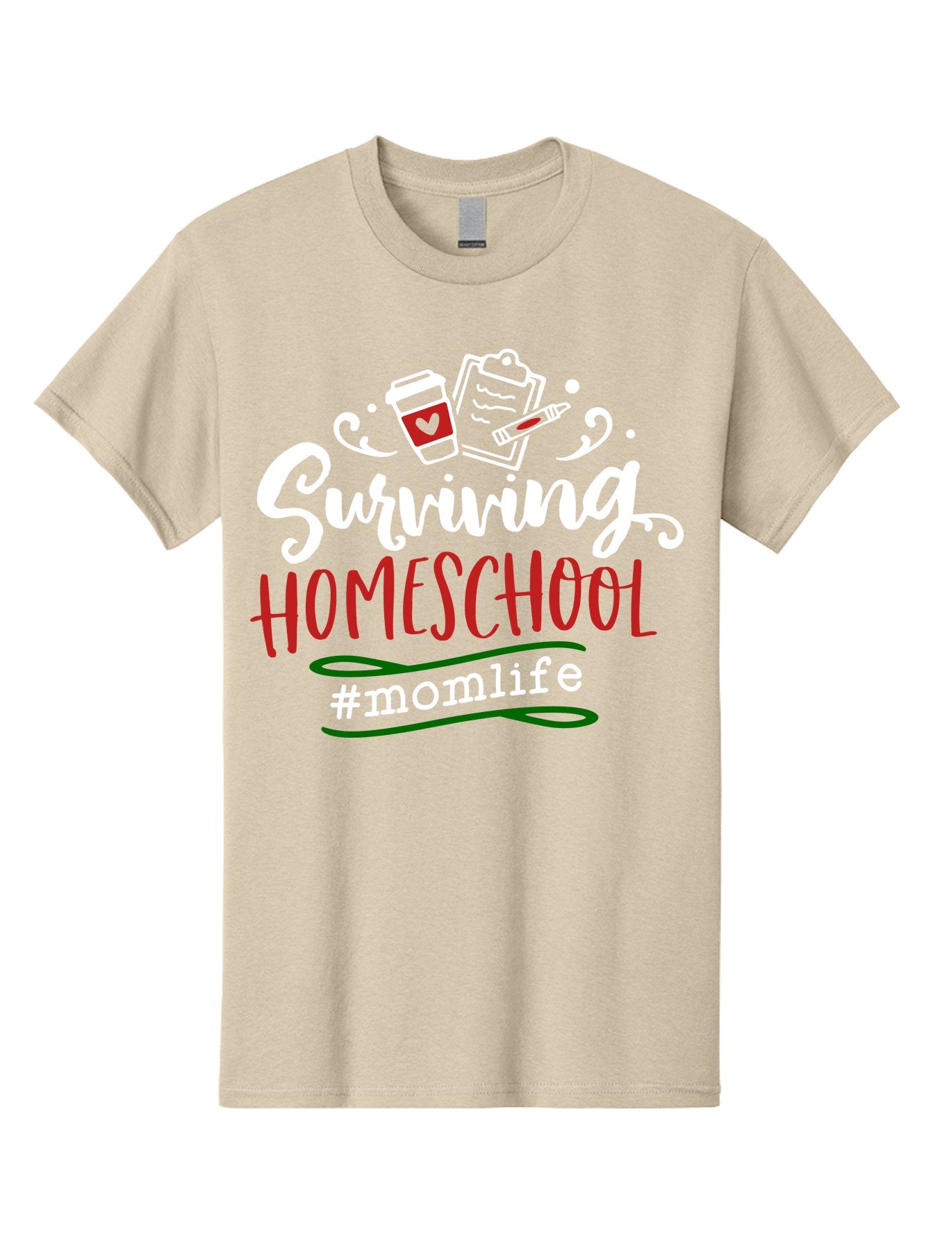 Surviving-Homeschool-6 Men'S Graphic Tee, 100% Cotton, Comfortable Casual Summer Wear, Machine Washable, Homeschooling, Mom Life, Parenting, Education, Teaching, Coffee Culture, Self-Care, Family Bonding, Alternative Education Aab437 3