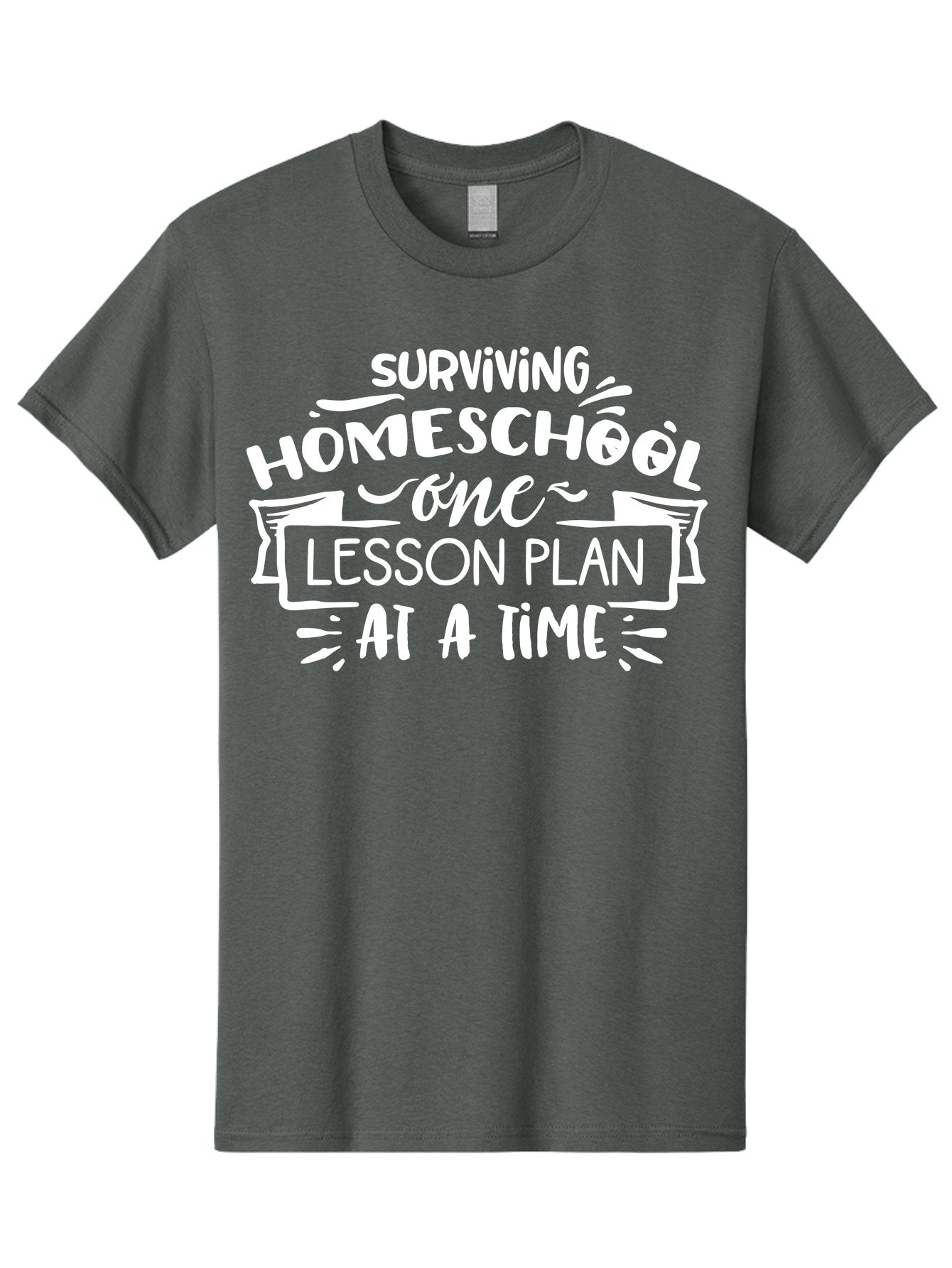 Surviving-Homeschool-7 Men'S Graphic Tee, 100% Cotton, Comfortable Casual Summer Wear, Machine Washable, Homeschool Survival, Homeschooling, Lesson Planning, Education, Teaching, Parenting, Humorous Quote, Inspirational Quote, Teaching Tip Aab438