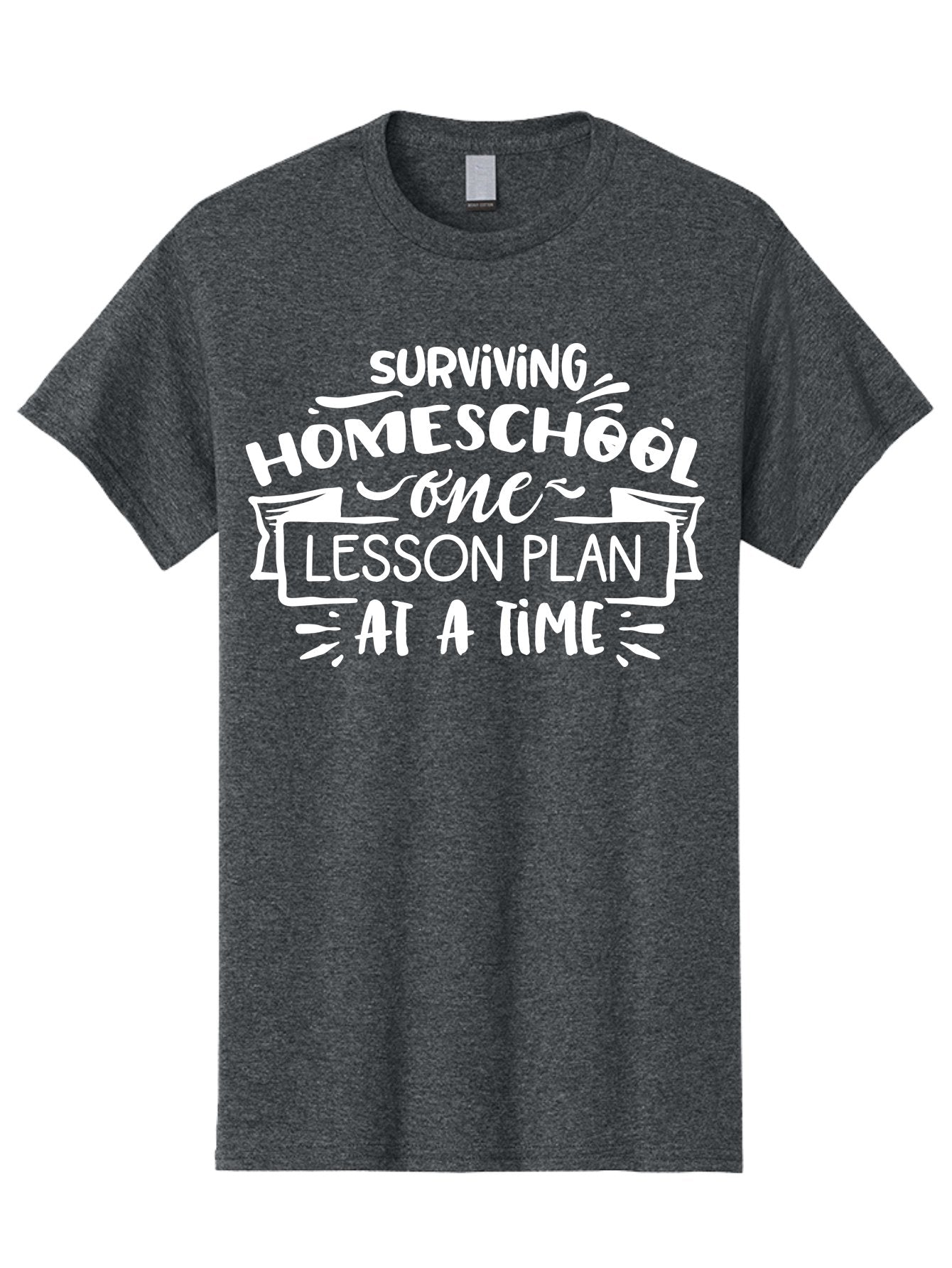 Surviving-Homeschool-7 Men'S Graphic Tee, 100% Cotton, Comfortable Casual Summer Wear, Machine Washable, Homeschool Survival, Homeschooling, Lesson Planning, Education, Teaching, Parenting, Humorous Quote, Inspirational Quote, Teaching Tip Aab438 3