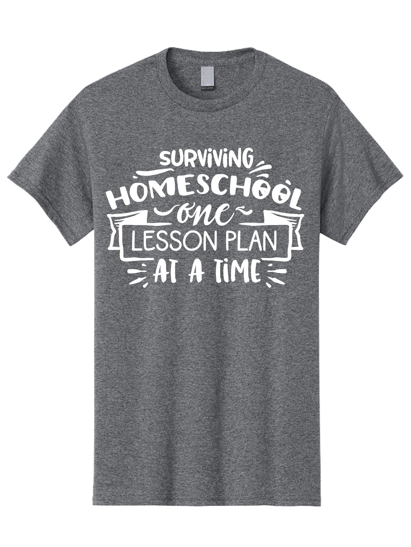 Surviving-Homeschool-7 Men'S Graphic Tee, 100% Cotton, Comfortable Casual Summer Wear, Machine Washable, Homeschool Survival, Homeschooling, Lesson Planning, Education, Teaching, Parenting, Humorous Quote, Inspirational Quote, Teaching Tip Aab438 4