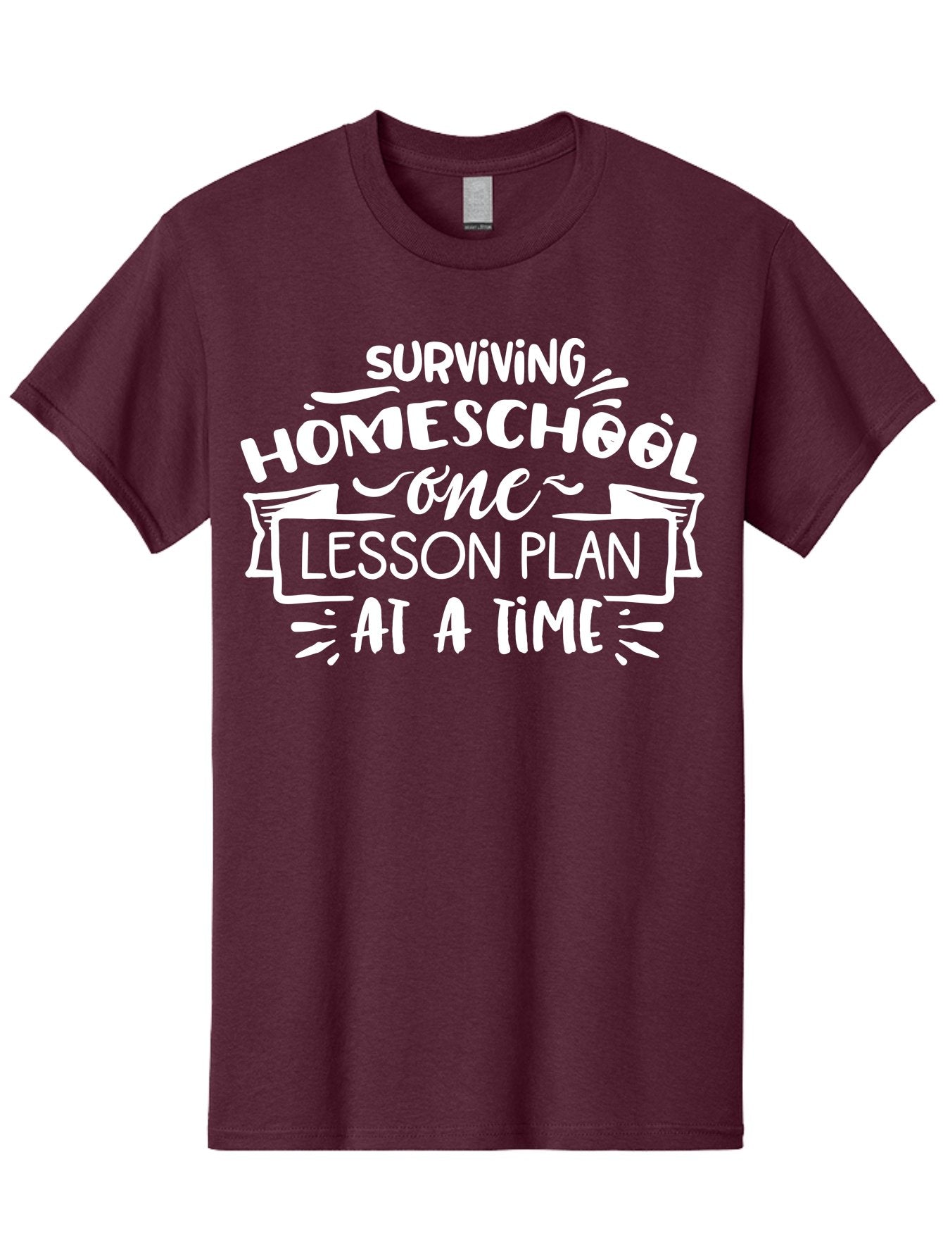 Surviving-Homeschool-7 Men'S Graphic Tee, 100% Cotton, Comfortable Casual Summer Wear, Machine Washable, Homeschool Survival, Homeschooling, Lesson Planning, Education, Teaching, Parenting, Humorous Quote, Inspirational Quote, Teaching Tip Aab438 7