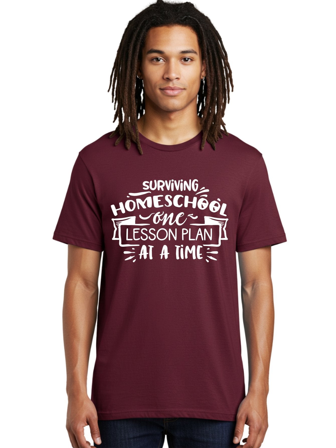 Surviving-Homeschool-7 Men'S Graphic Tee, 100% Cotton, Comfortable Casual Summer Wear, Machine Washable, Homeschool Survival, Homeschooling, Lesson Planning, Education, Teaching, Parenting, Humorous Quote, Inspirational Quote, Teaching Tip Aab438 16