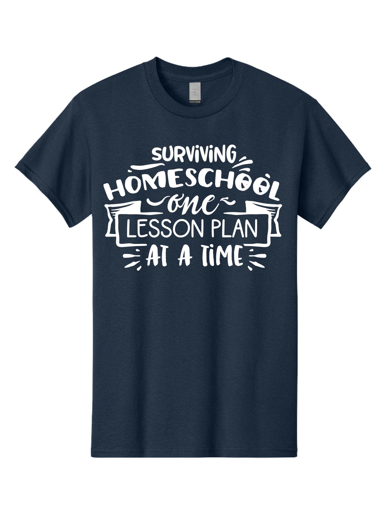 Surviving-Homeschool-7 Men'S Graphic Tee, 100% Cotton, Comfortable Casual Summer Wear, Machine Washable, Homeschool Survival, Homeschooling, Lesson Planning, Education, Teaching, Parenting, Humorous Quote, Inspirational Quote, Teaching Tip Aab438